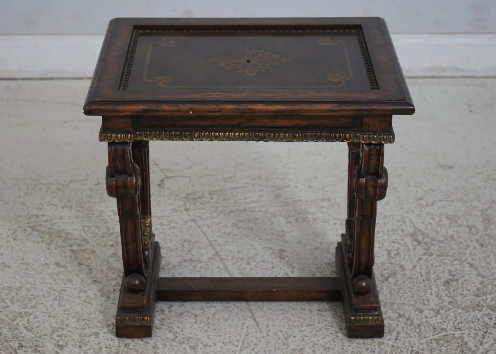 Traditional Continental Style Carved Base Occasional Table - 3