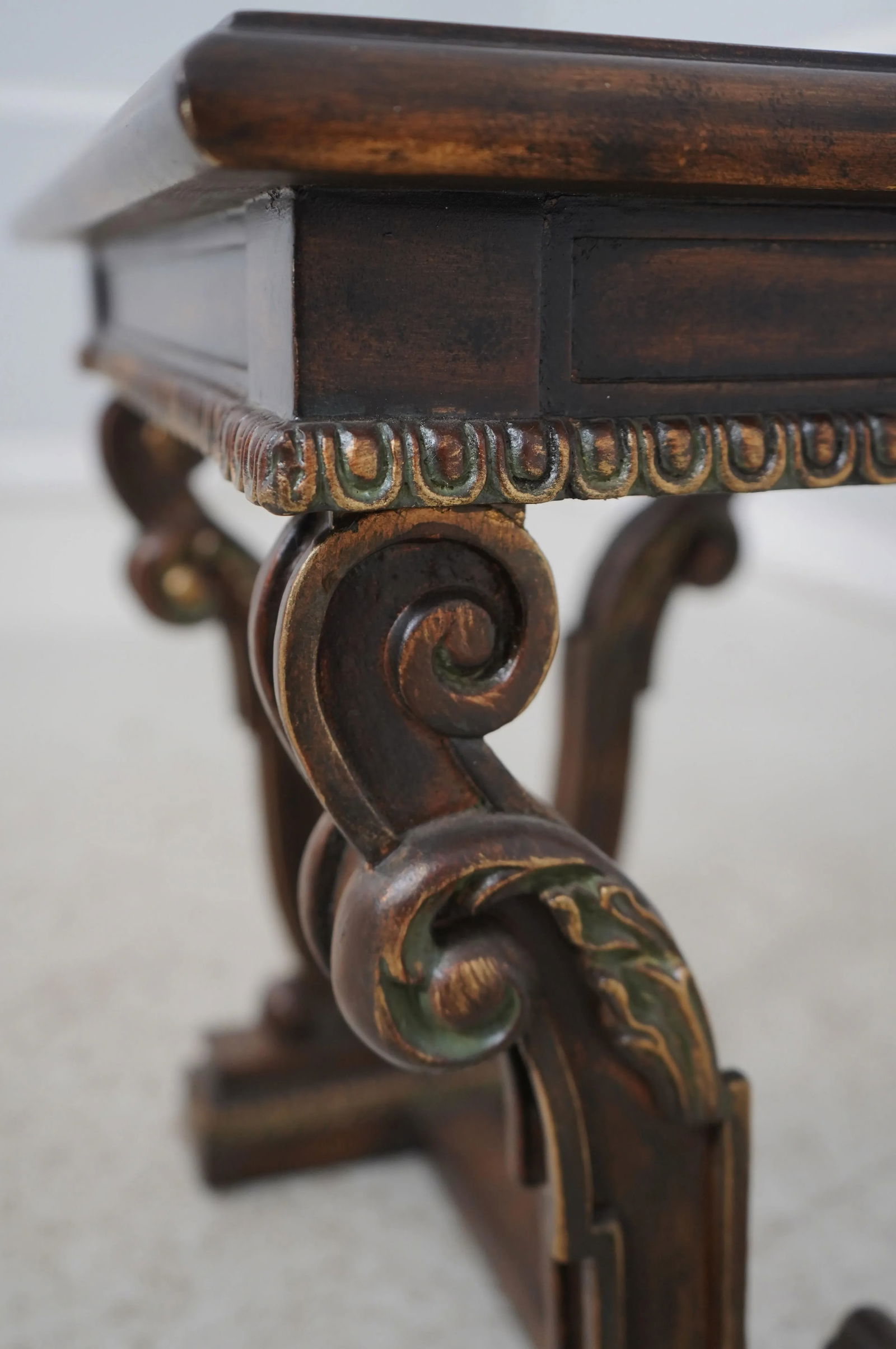 Traditional Continental Style Carved Base Occasional Table - 5