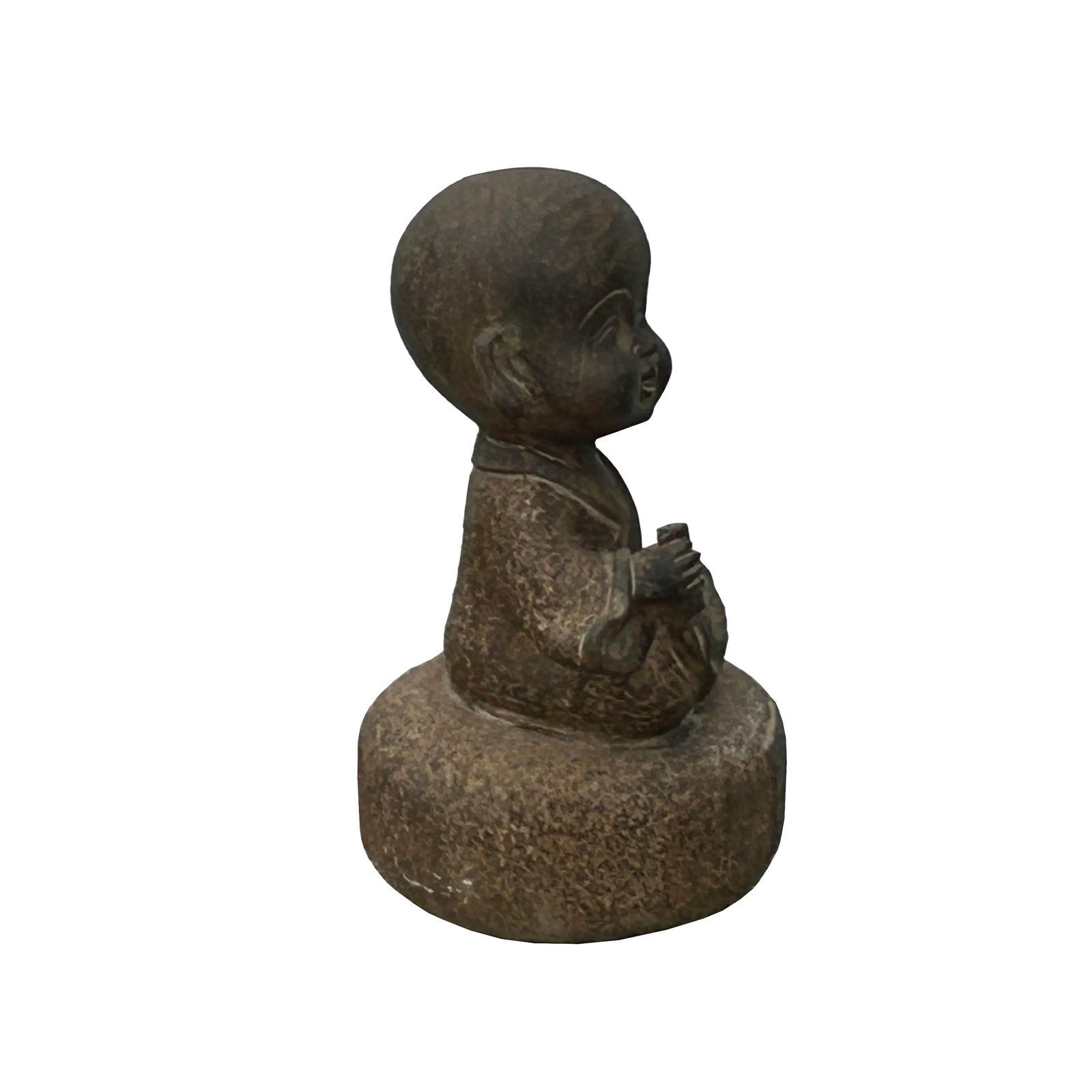 Oriental Gray Stone Little Lohon Monk Drawing Book Statue - 5