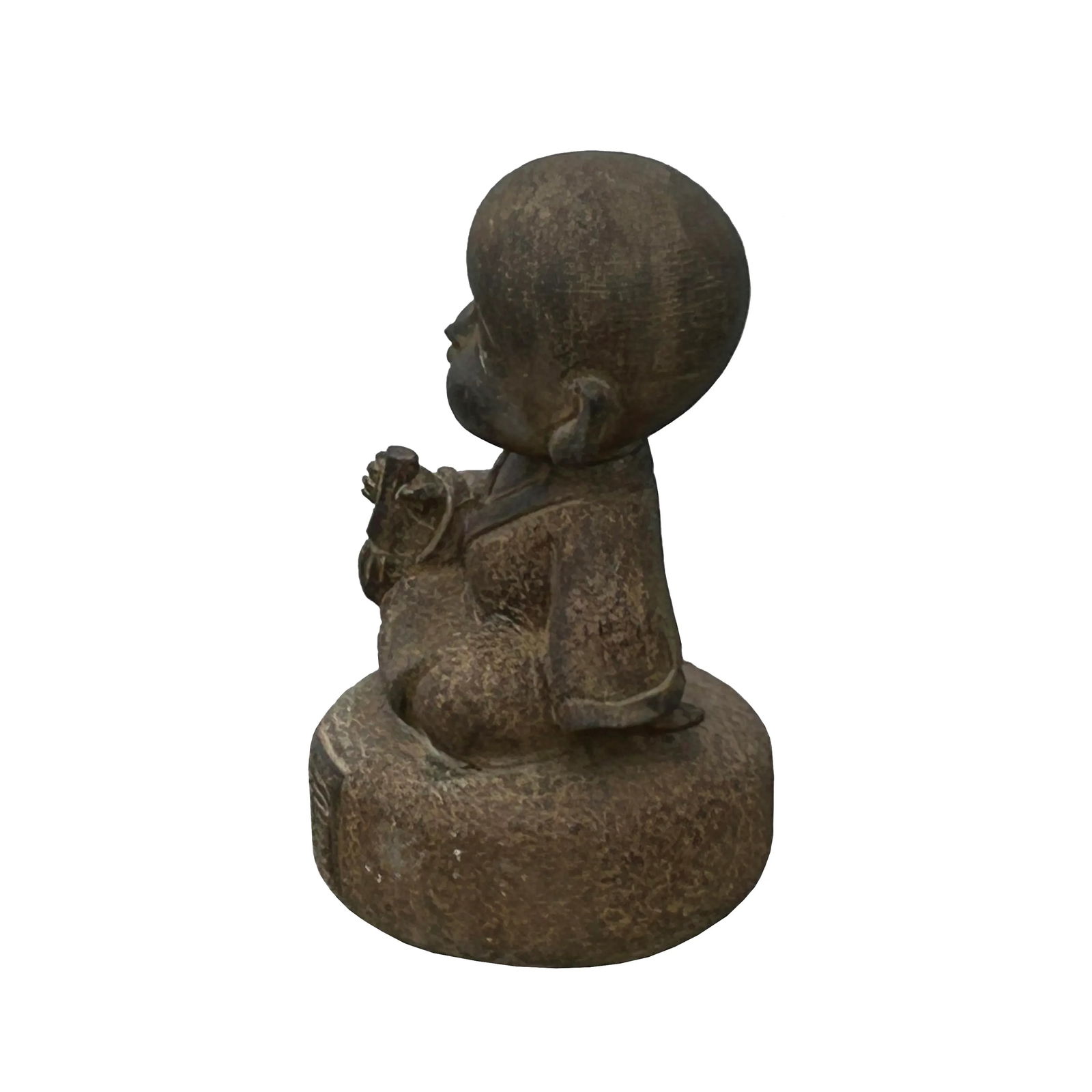 Oriental Gray Stone Little Lohon Monk Drawing Book Statue - 6