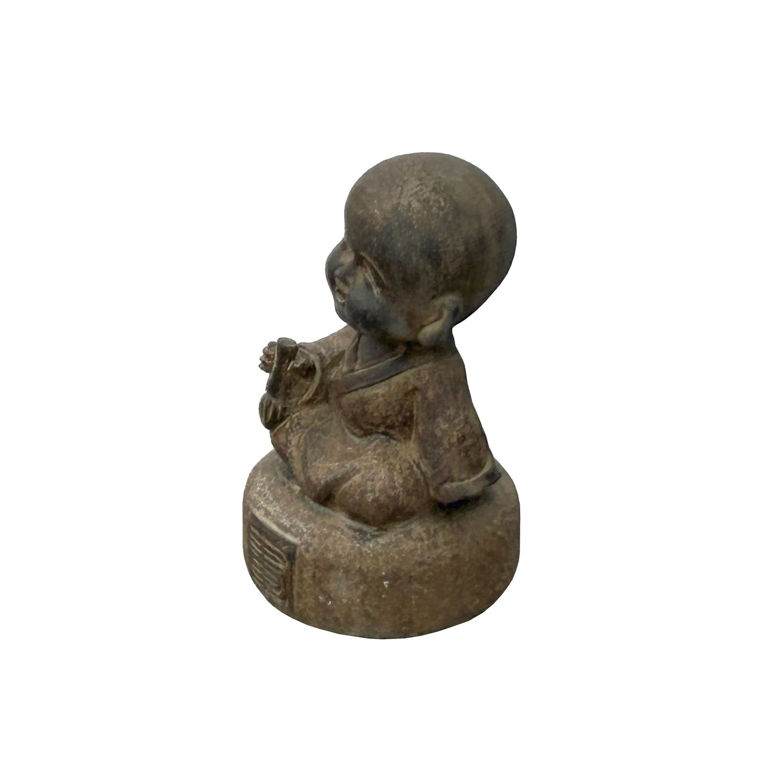 Oriental Gray Stone Little Lohon Monk Drawing Book Statue - 7