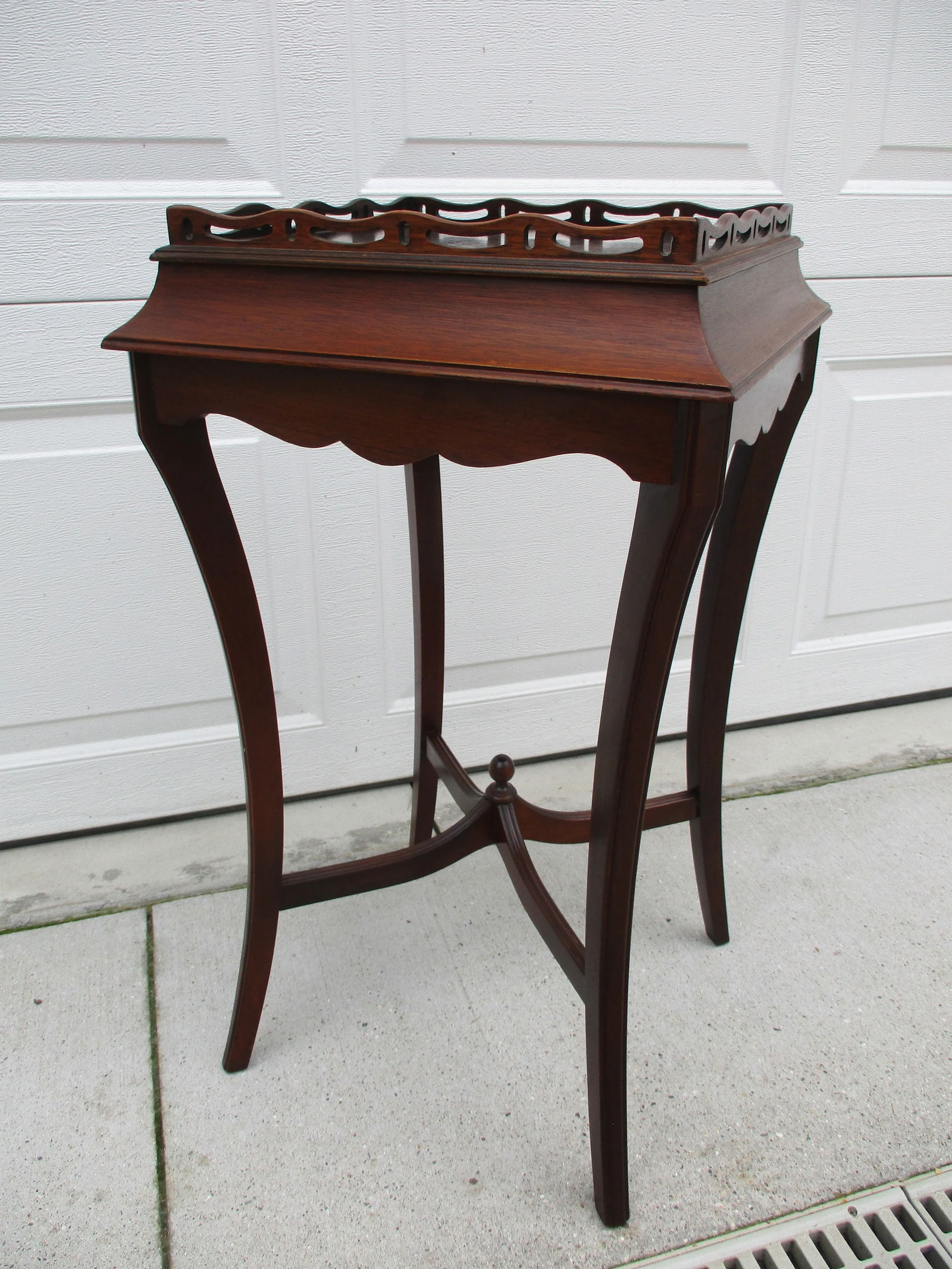 Square Mahogany Side Table With Wooden Gallery - 3