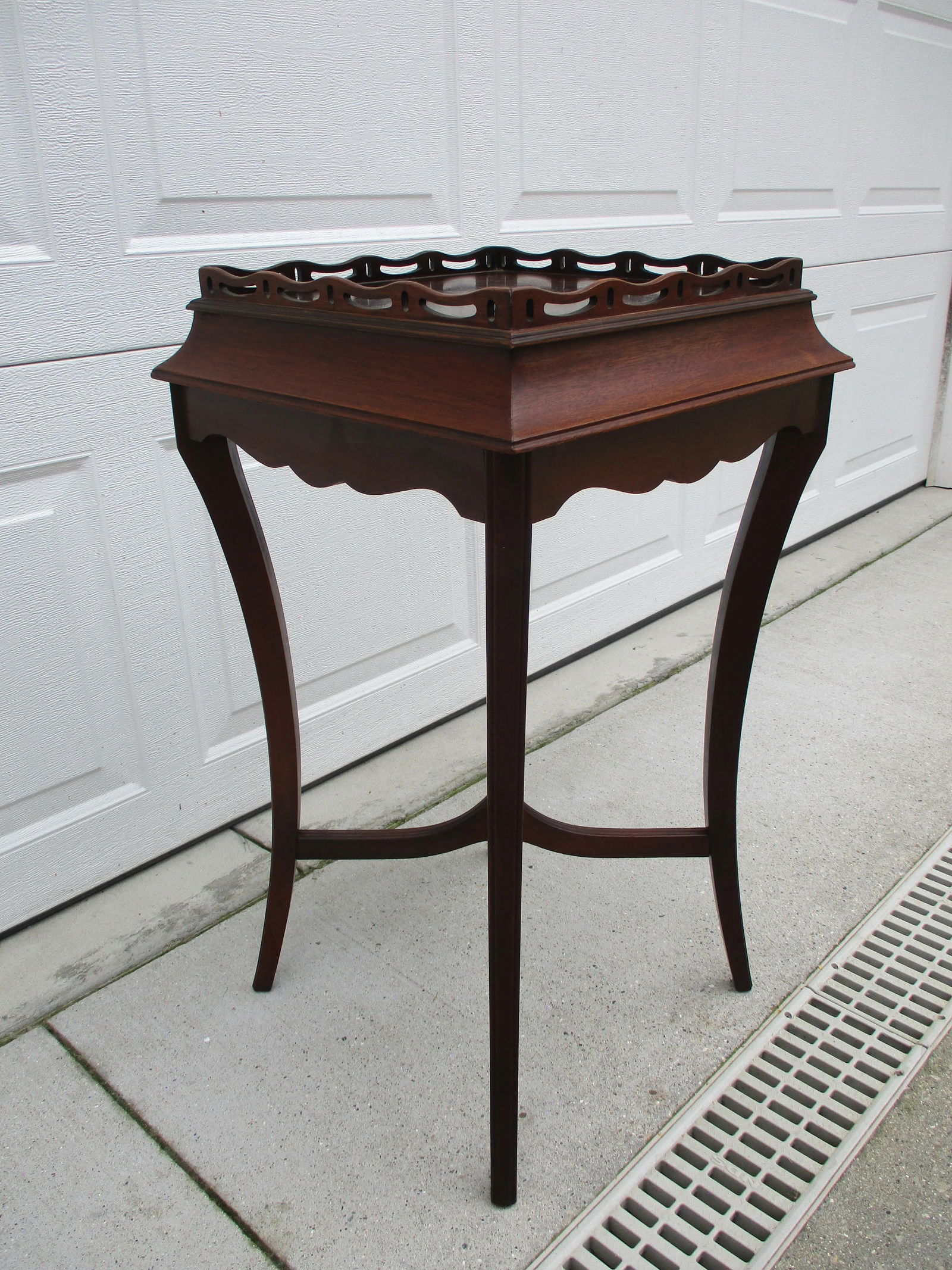 Square Mahogany Side Table With Wooden Gallery - 5