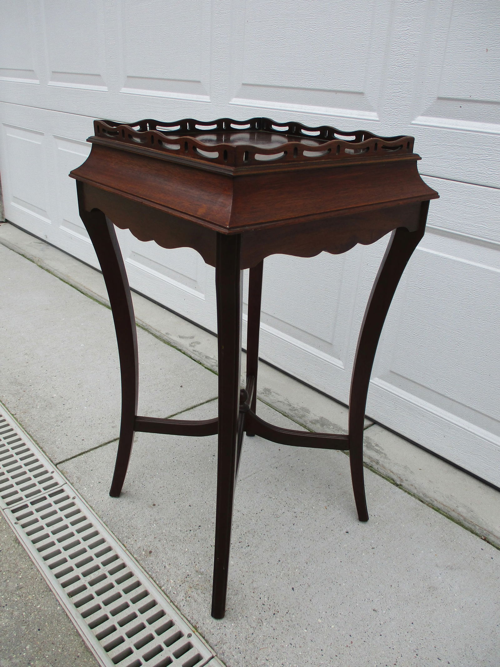 Square Mahogany Side Table With Wooden Gallery - 6