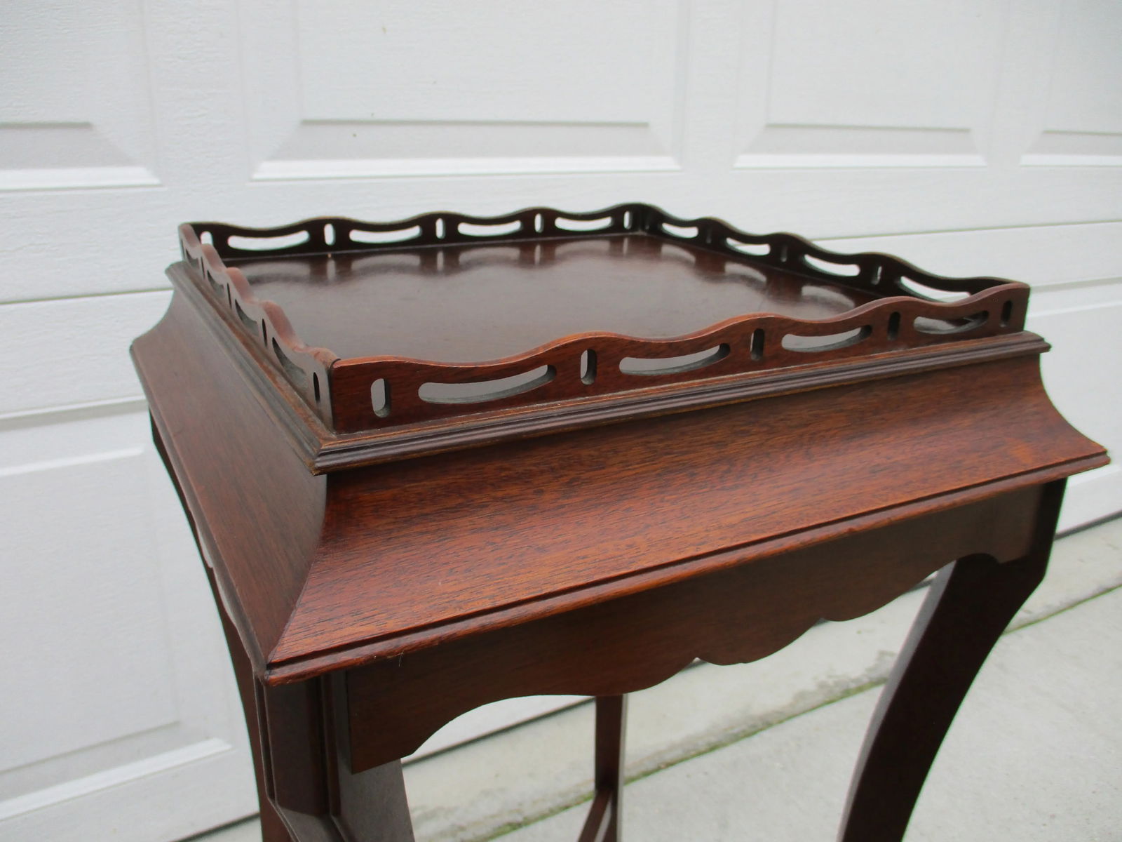 Square Mahogany Side Table With Wooden Gallery - 7