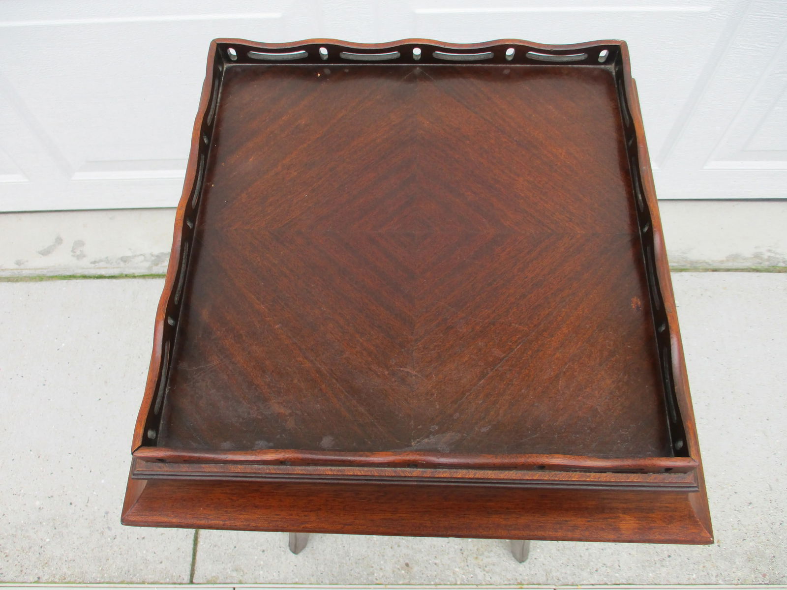 Square Mahogany Side Table With Wooden Gallery - 8