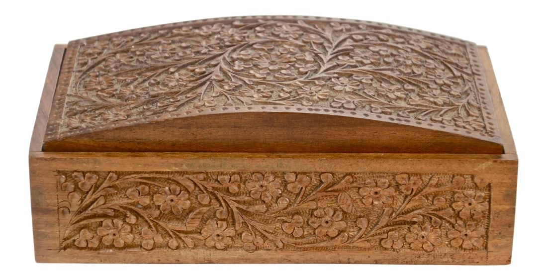 1950s Domed Shesham Carved Wood Box (1 of 9)
