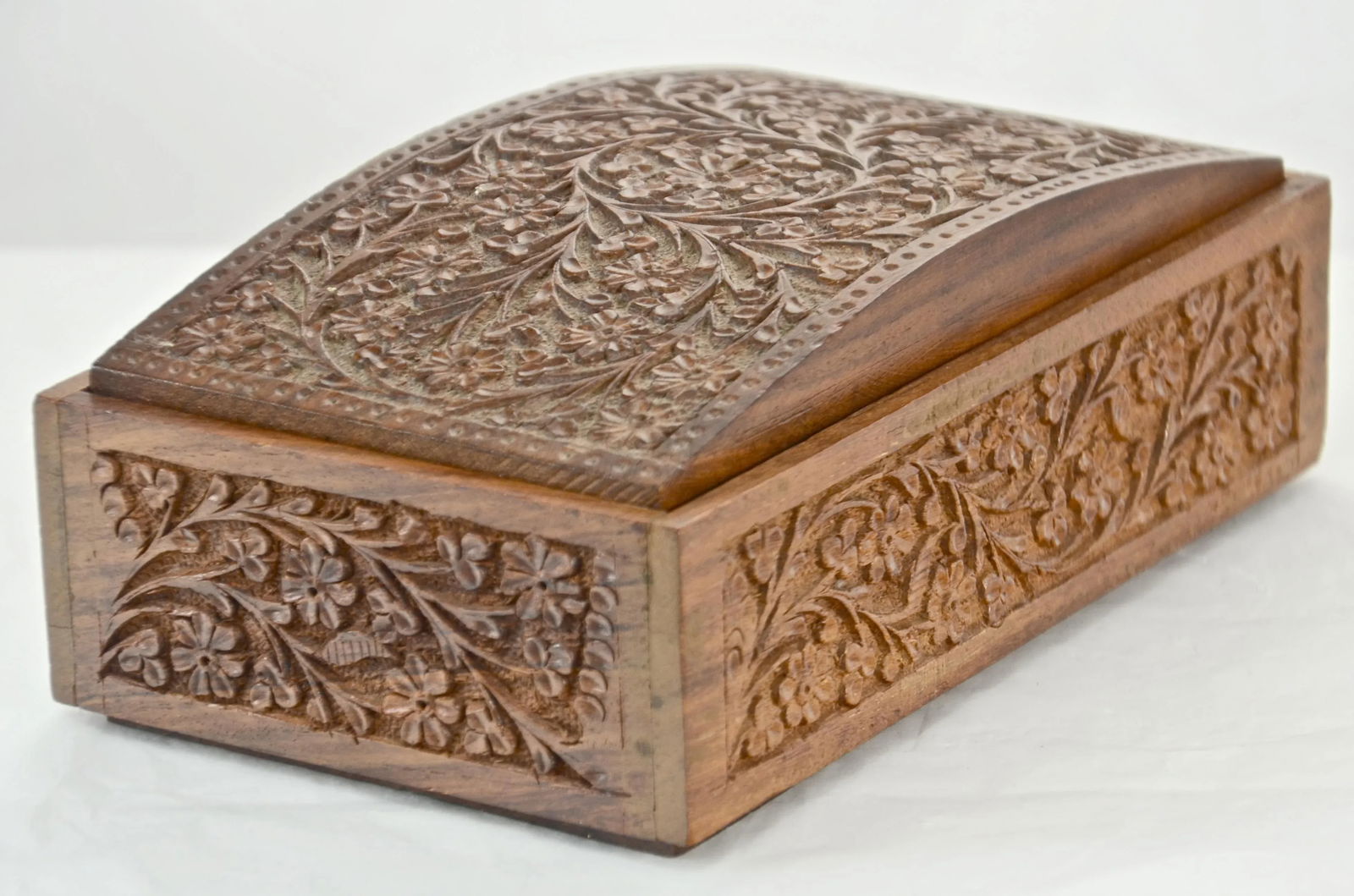 1950s Domed Shesham Carved Wood Box - 3