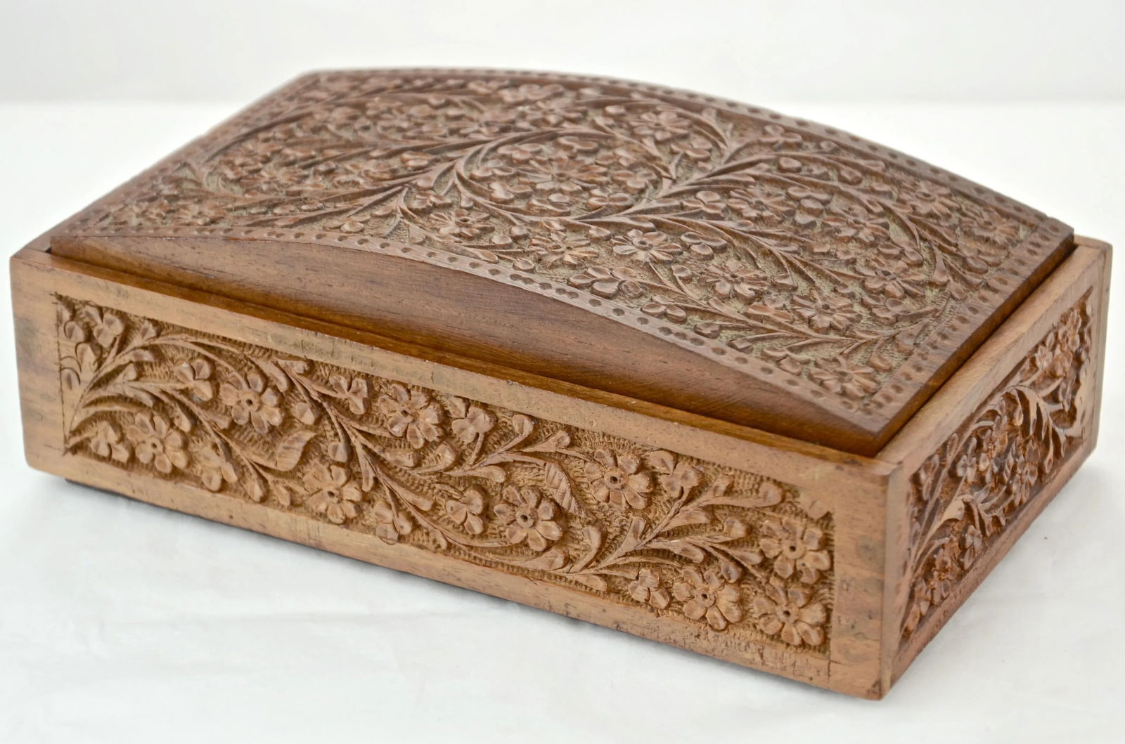 1950s Domed Shesham Carved Wood Box - 6