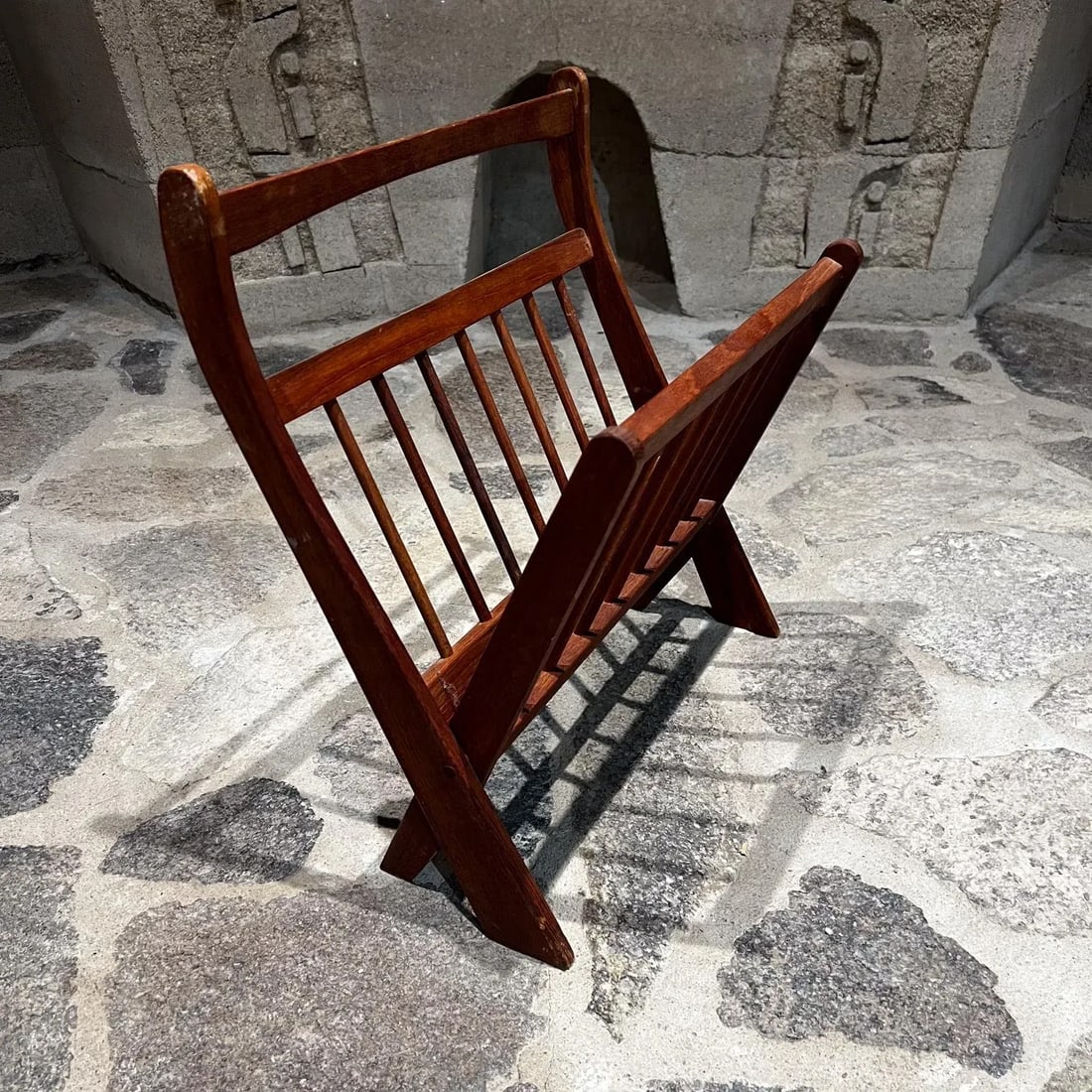 1960s Magazine Rack Sculptural Solid Teak Wood Modern Denmark - 4