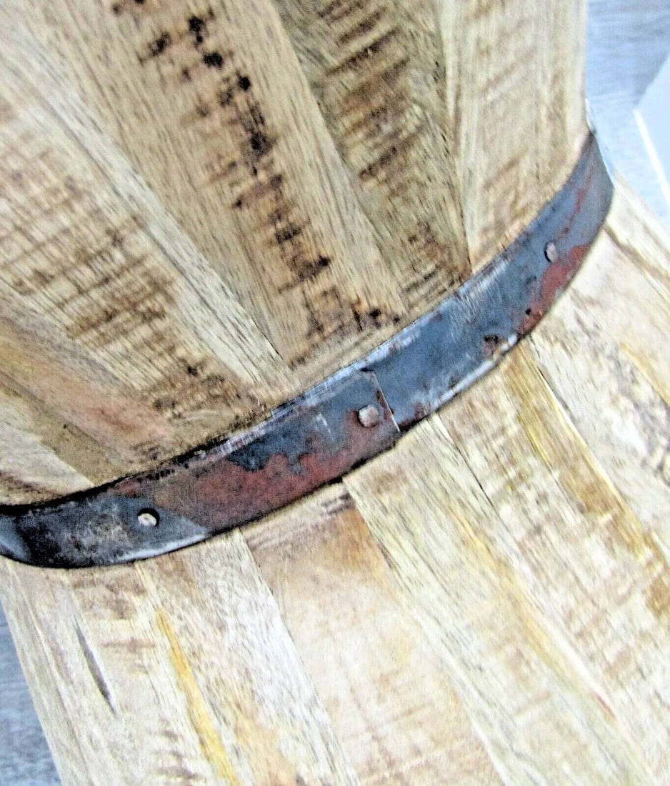 Vintage Rustic Indoor Outdoor Teak Stave Hourglass Side Table - 4