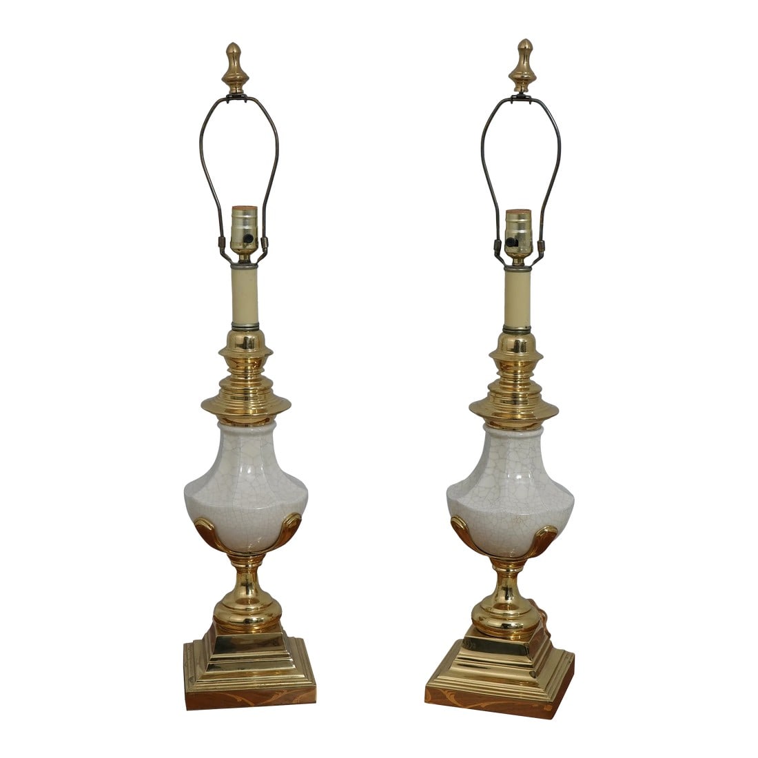 Pair Stiffel Attributed Crackle Porcelain Table Lamps (1 of 11)