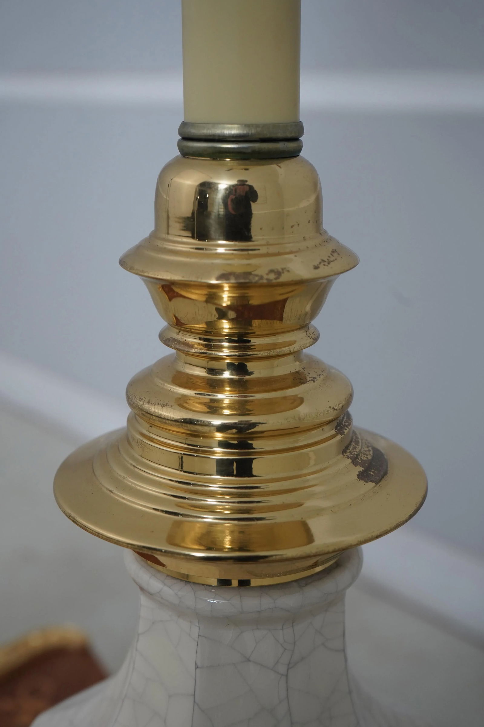 Pair Stiffel Attributed Crackle Porcelain Table Lamps - 6