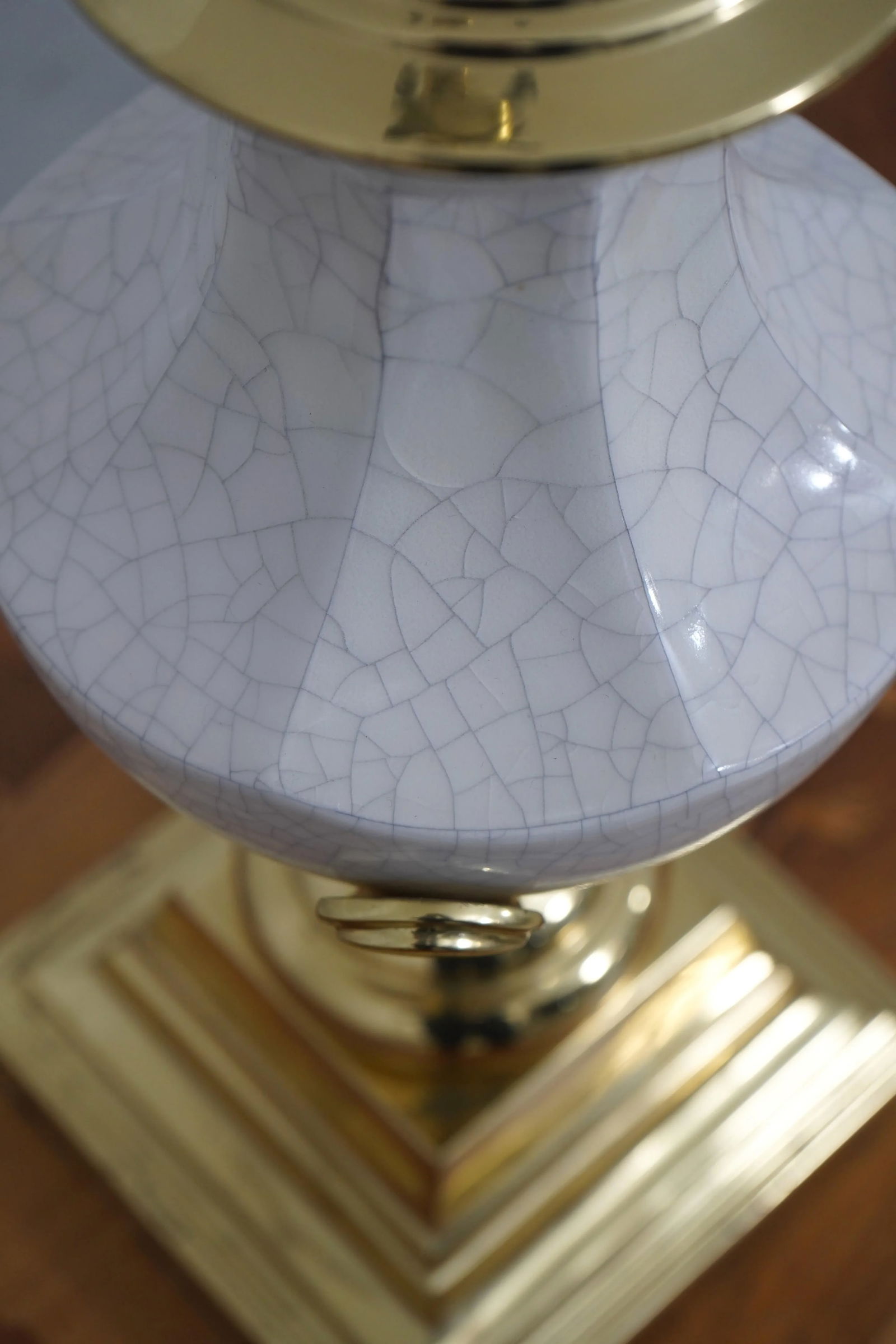 Pair Stiffel Attributed Crackle Porcelain Table Lamps - 9