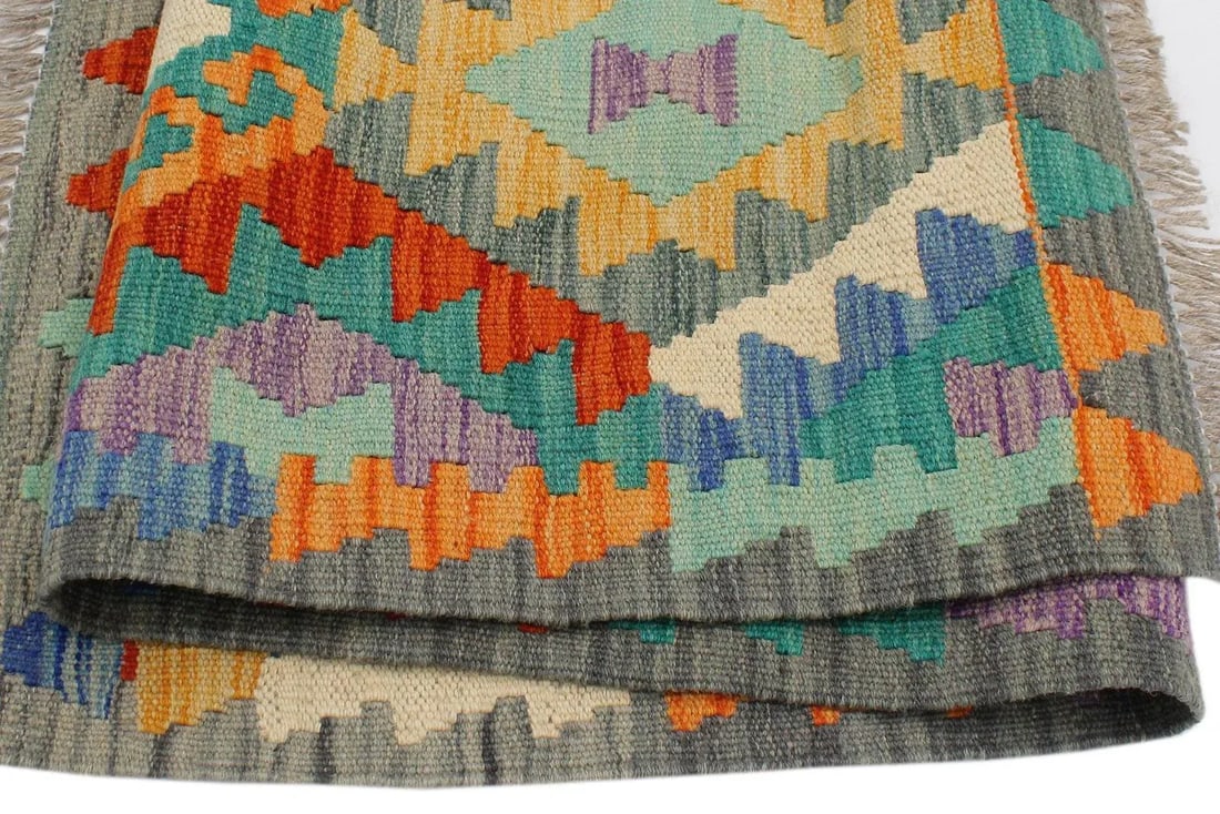 1990s Kilim Blue Gray Wool Rug - 2'9" X 4'2" - 7