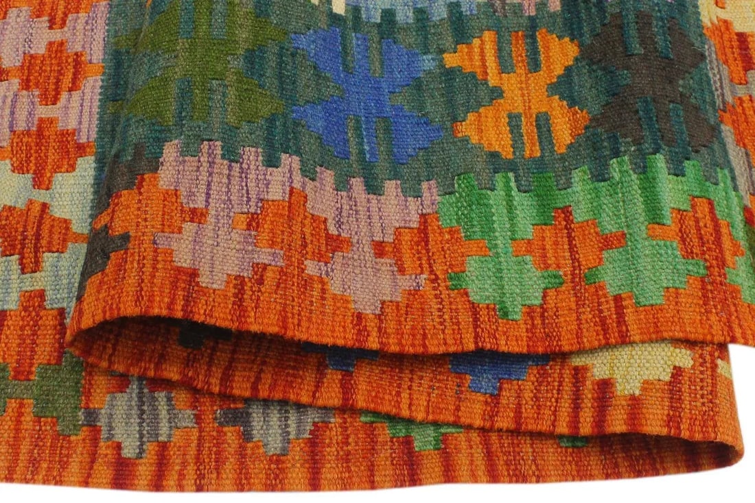 1990s Tribal Kilim Blue Rust Wool Rug - 2'7" X 4'0" - 4