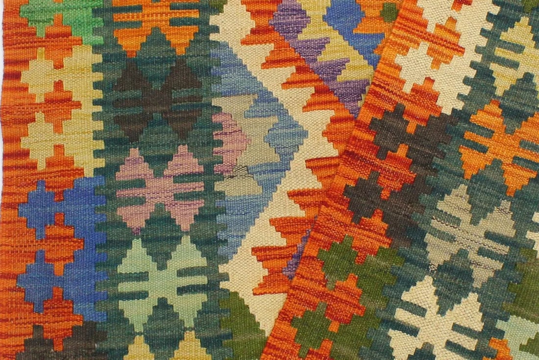 1990s Tribal Kilim Blue Rust Wool Rug - 2'7" X 4'0" - 5