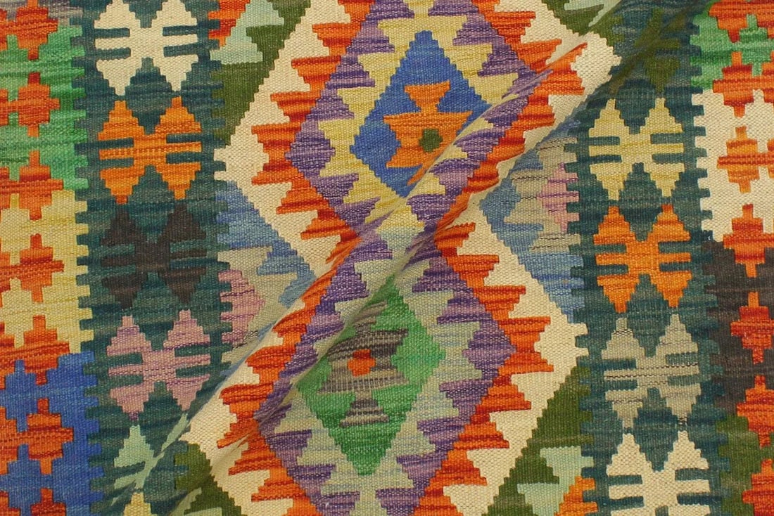 1990s Tribal Kilim Blue Rust Wool Rug - 2'7" X 4'0" - 6