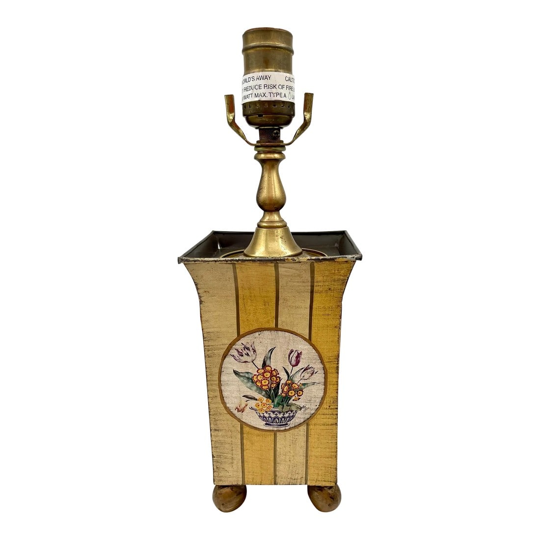 1990s Worlds Away Hand Painted Tole Metal Table Lamp (1 of 10)