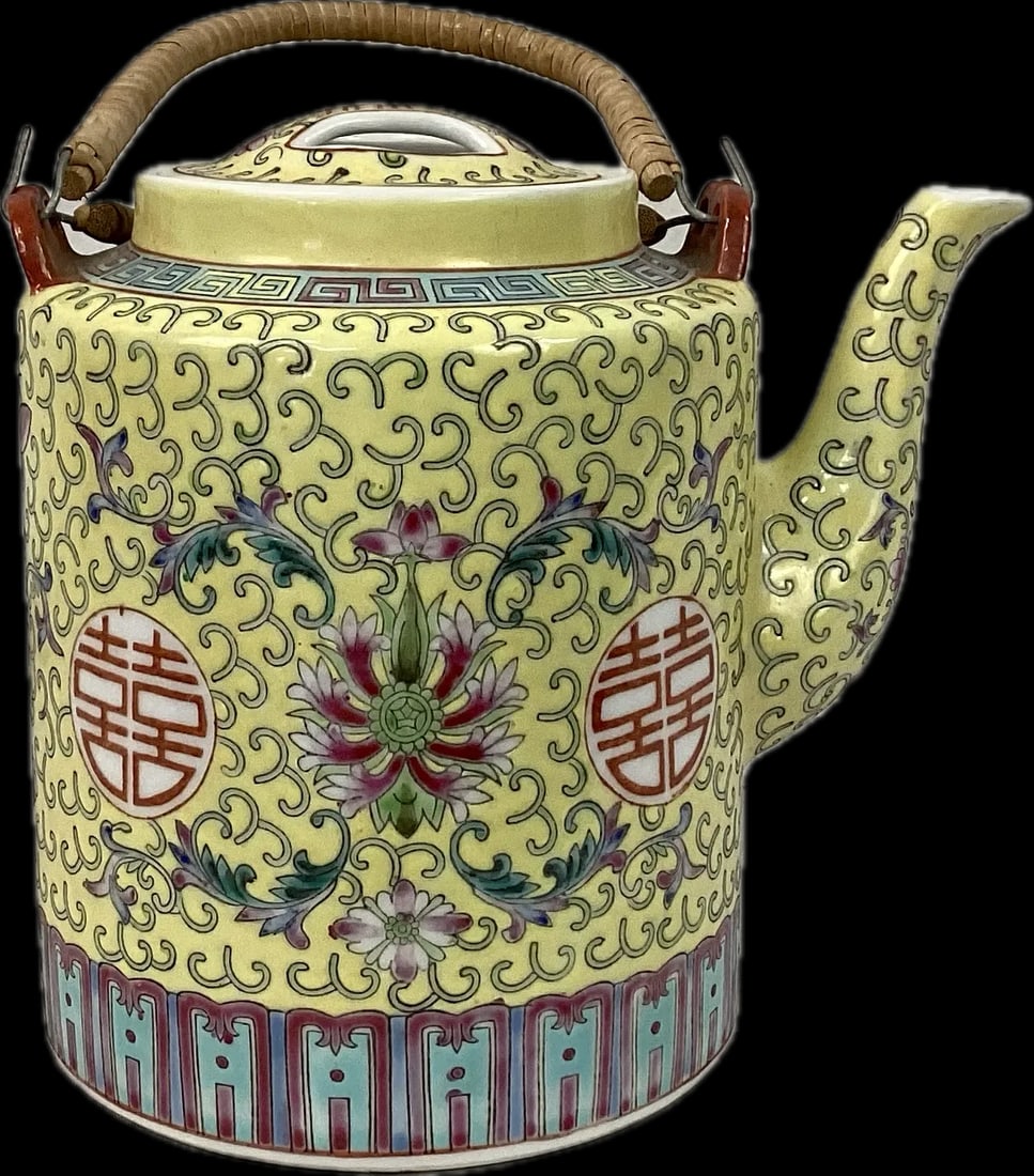 Vintage Chinese "Longivity" Ceramic Teapot - 2