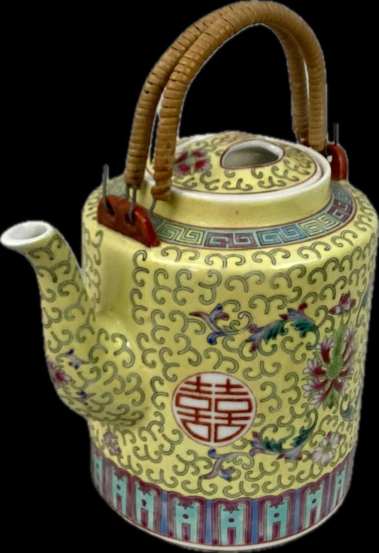 Vintage Chinese "Longivity" Ceramic Teapot - 3