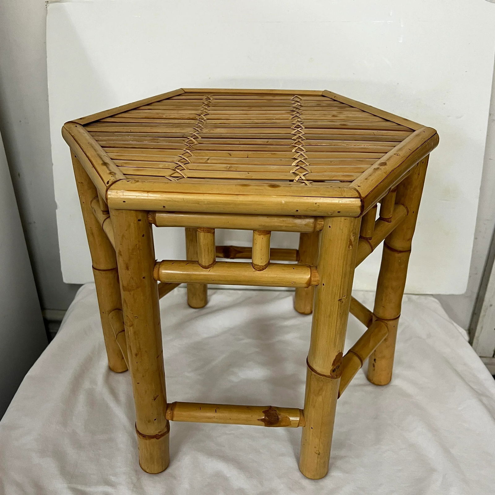 Vintage Old Florida Style Bamboo Drinks Table - 2