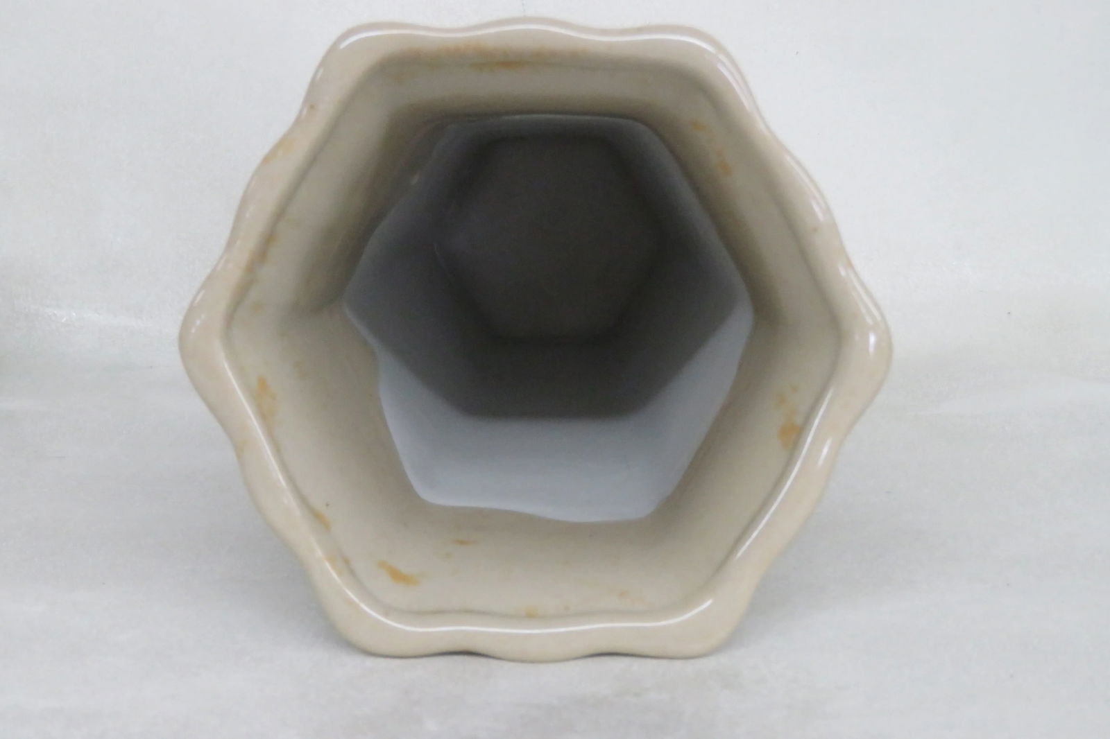 Asian Hand Painted Geisha Woman With Men Ceramic Hexagon Vase - 11