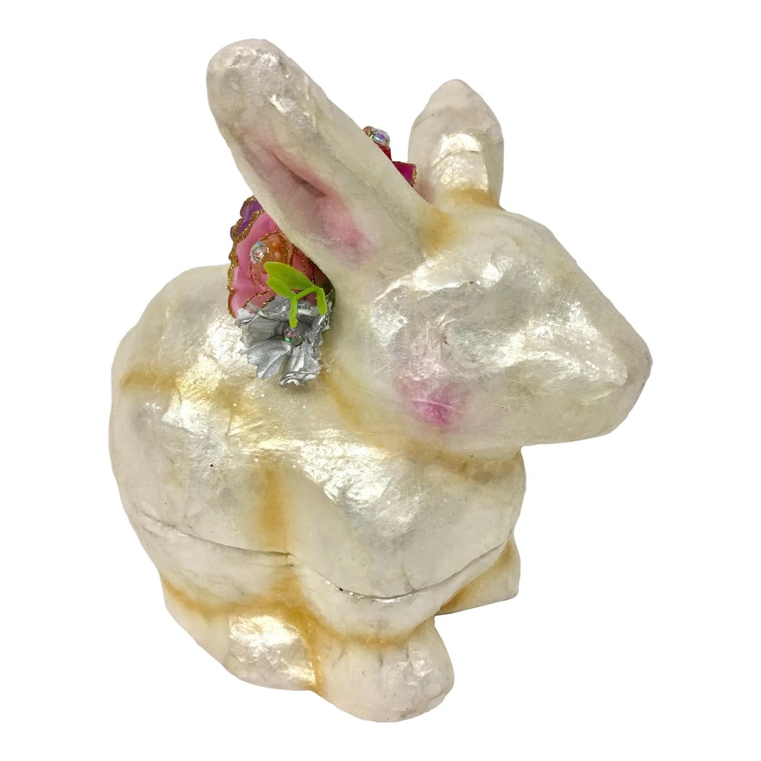 Bunny Rabbit Artisan Capiz Shell Covered Candy or Trinket Dish (1 of 10)