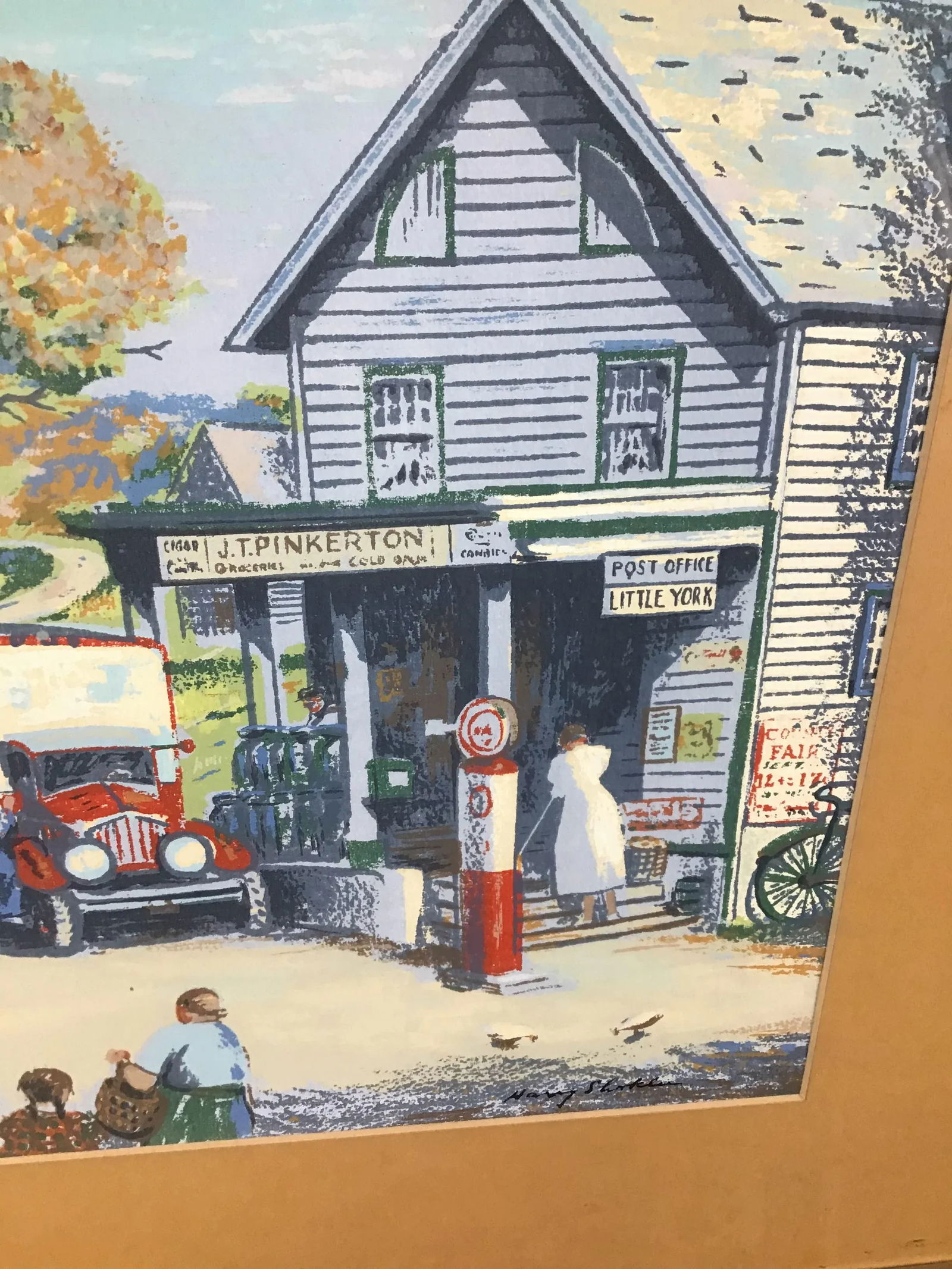 1940s Vintage Harry Shokler Pinkerton's Corner Original Serigraph Painting - 3