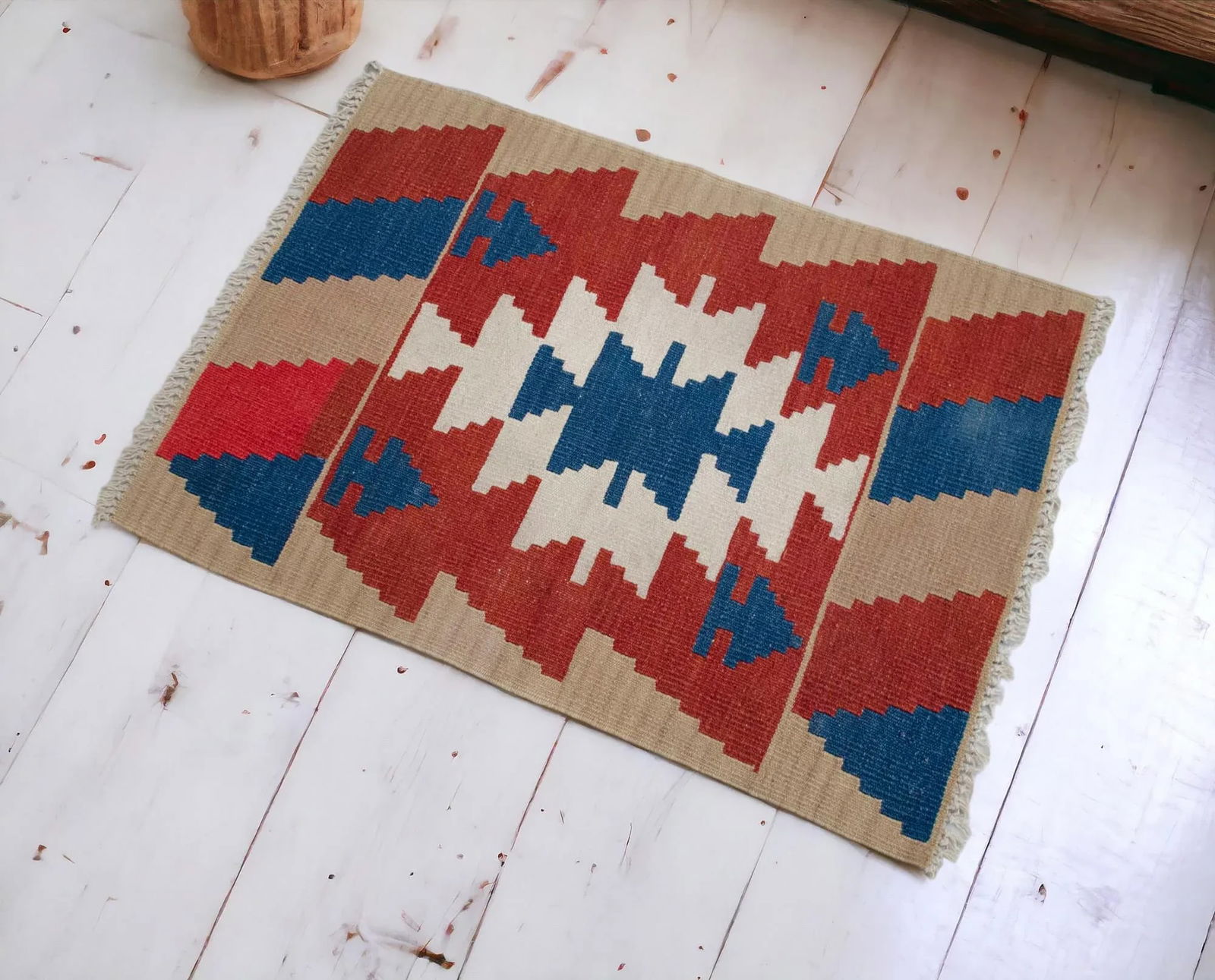 1980s Hand Woven Kilim Turkish Flat Weave Area Rug - 2"² Ã— 2"²10"³ - 2