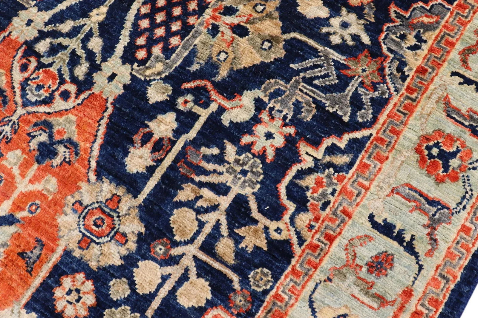 Tribal Heriz Ziegler Blue Rust Hand-Knotted Rug - 3'9'' X 5'10'' - 4