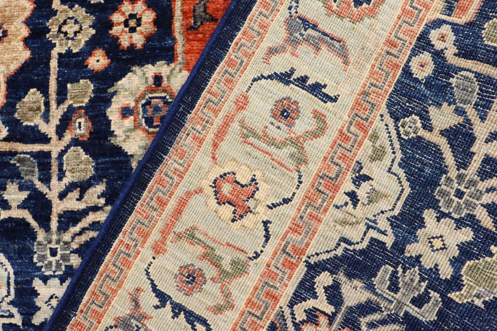 Tribal Heriz Ziegler Blue Rust Hand-Knotted Rug - 3'9'' X 5'10'' - 8