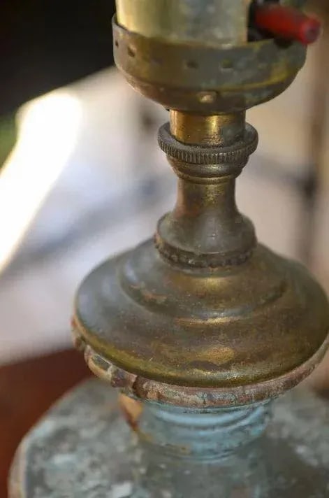 Carved Wood Faux Green Marble Urn Table Lamp - 6