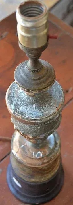 Carved Wood Faux Green Marble Urn Table Lamp - 7