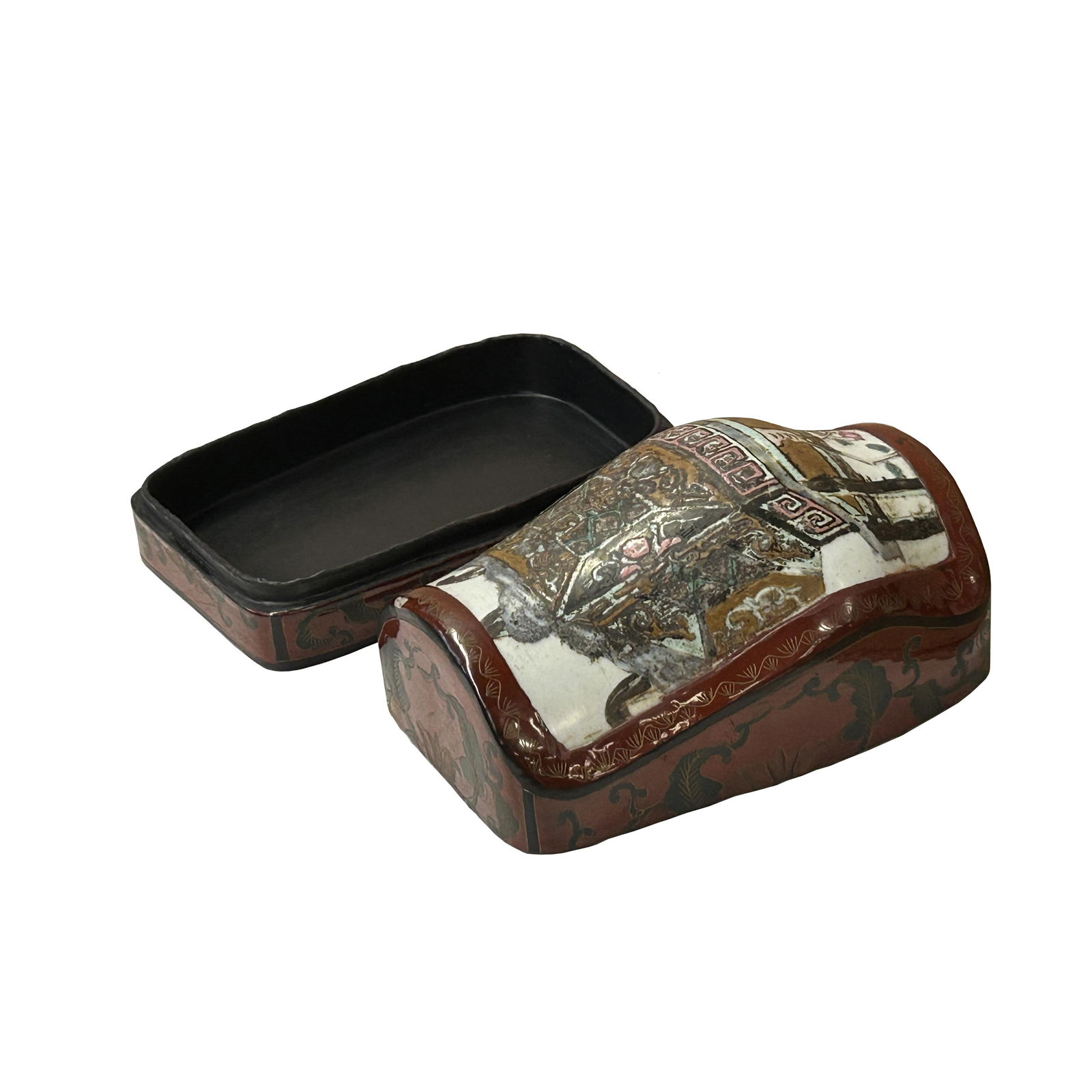 Chinese Old White Base Artistic Vases Plant Porcelain Art Lacquer Box - 5