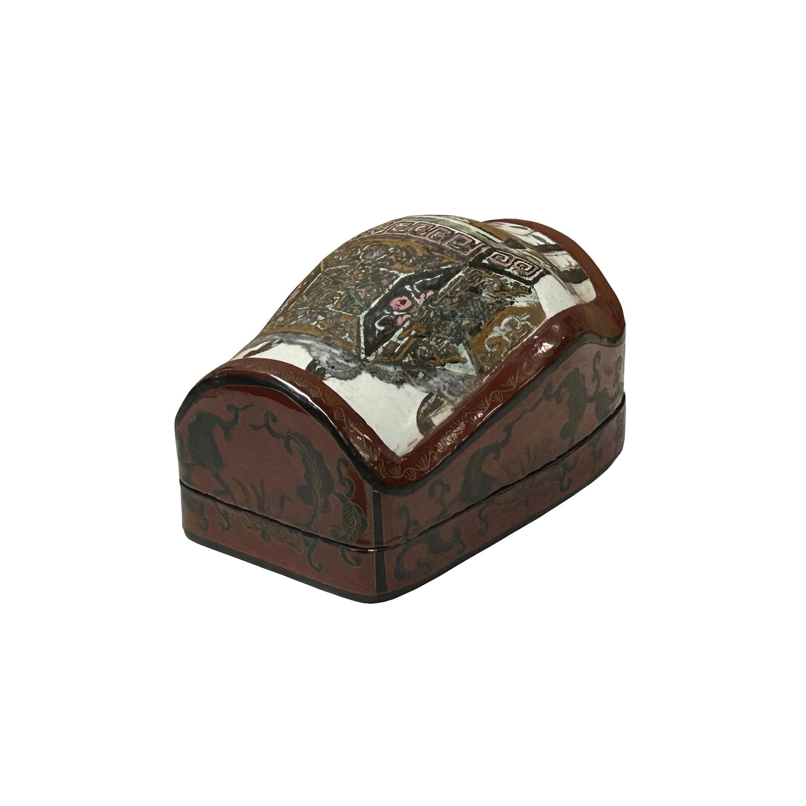 Chinese Old White Base Artistic Vases Plant Porcelain Art Lacquer Box - 6