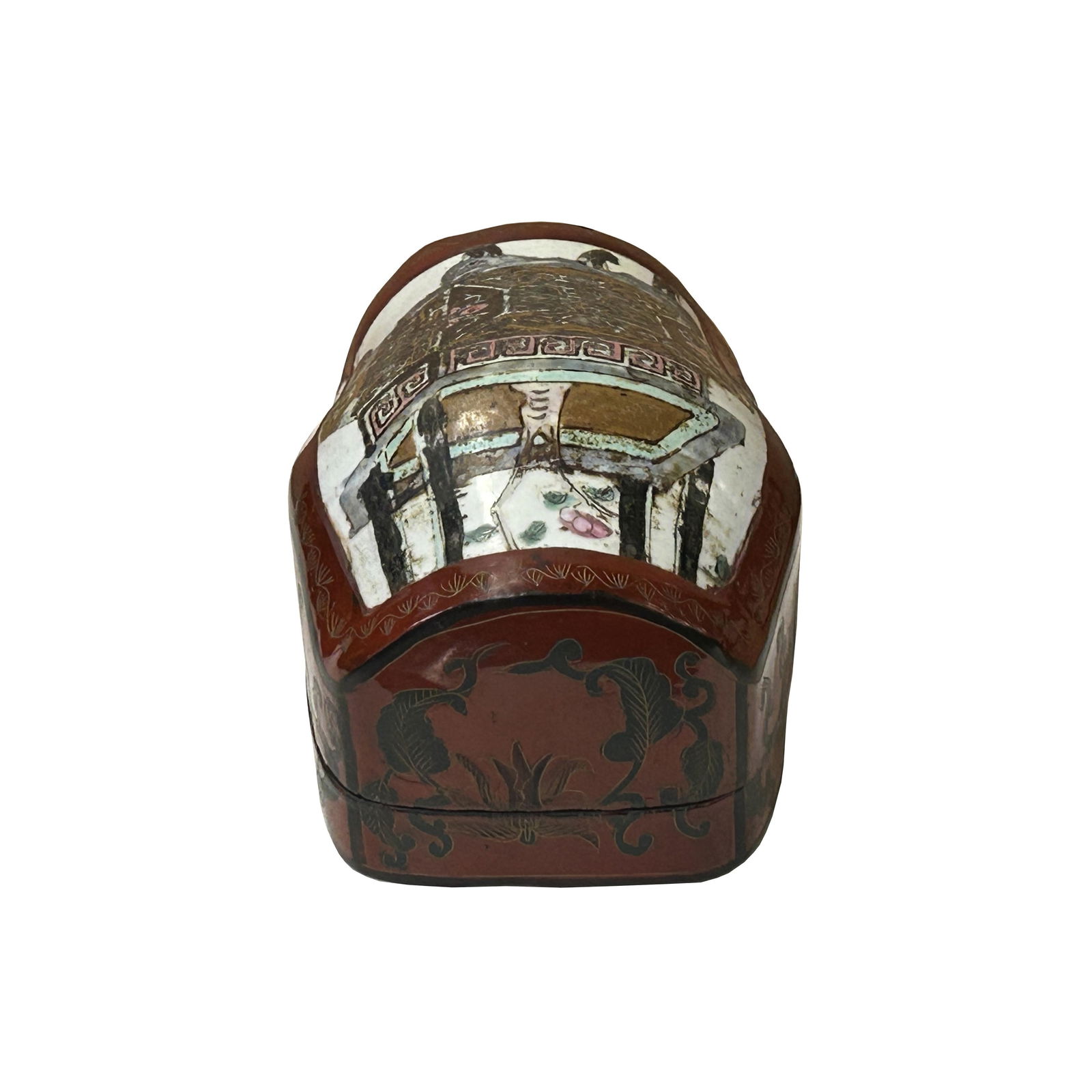 Chinese Old White Base Artistic Vases Plant Porcelain Art Lacquer Box - 7