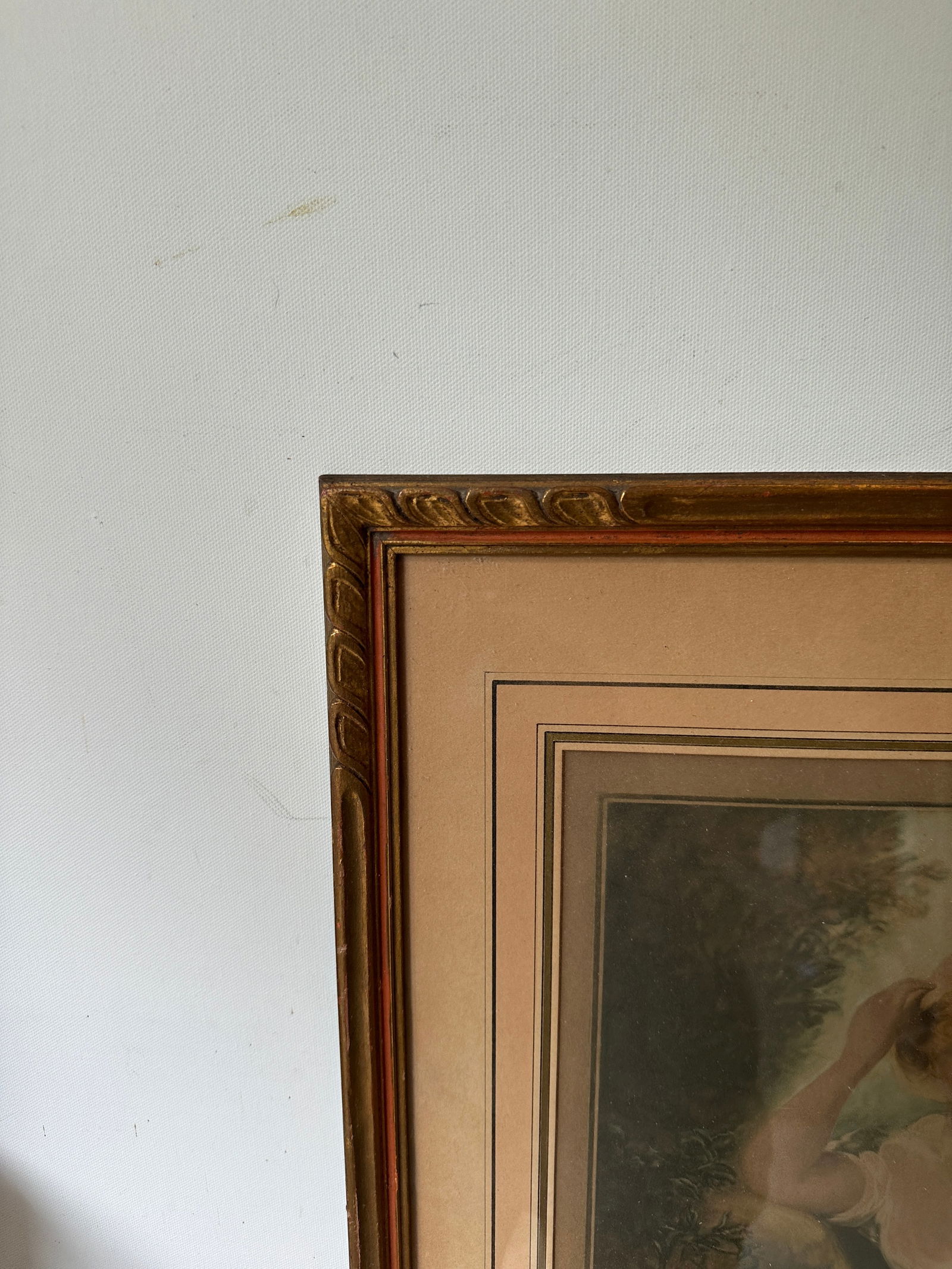 1970s Antique Signed Print of Woman in Garden, Framed - 2