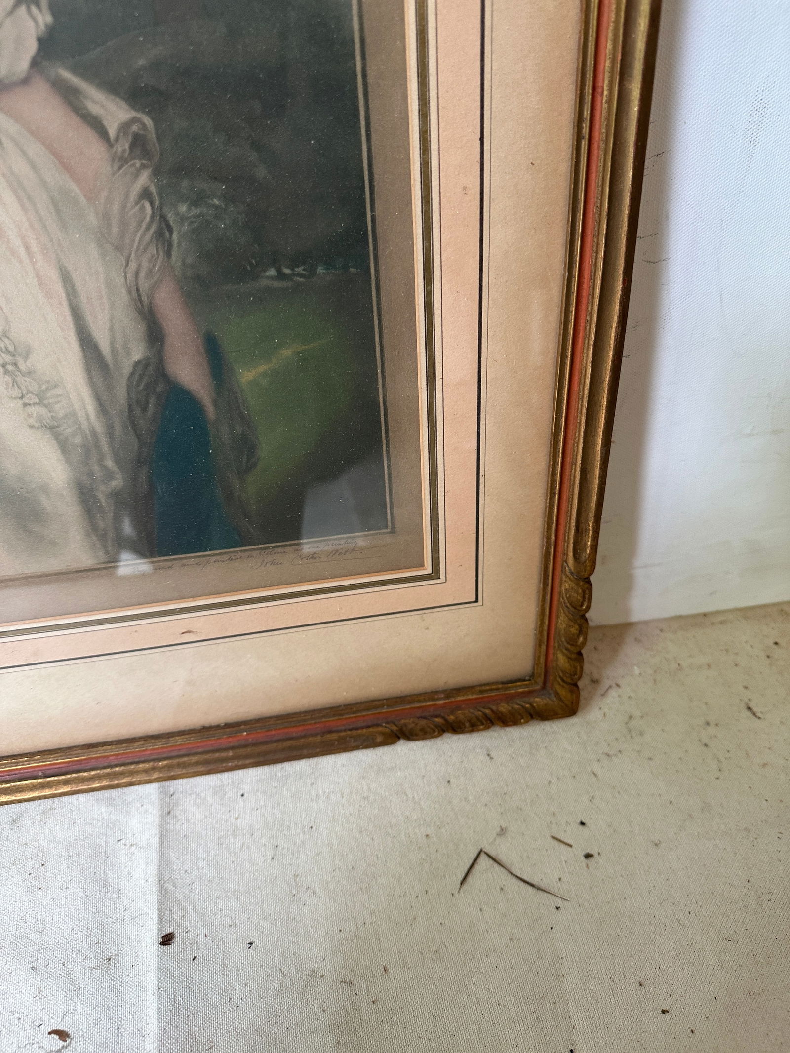 1970s Antique Signed Print of Woman in Garden, Framed - 5