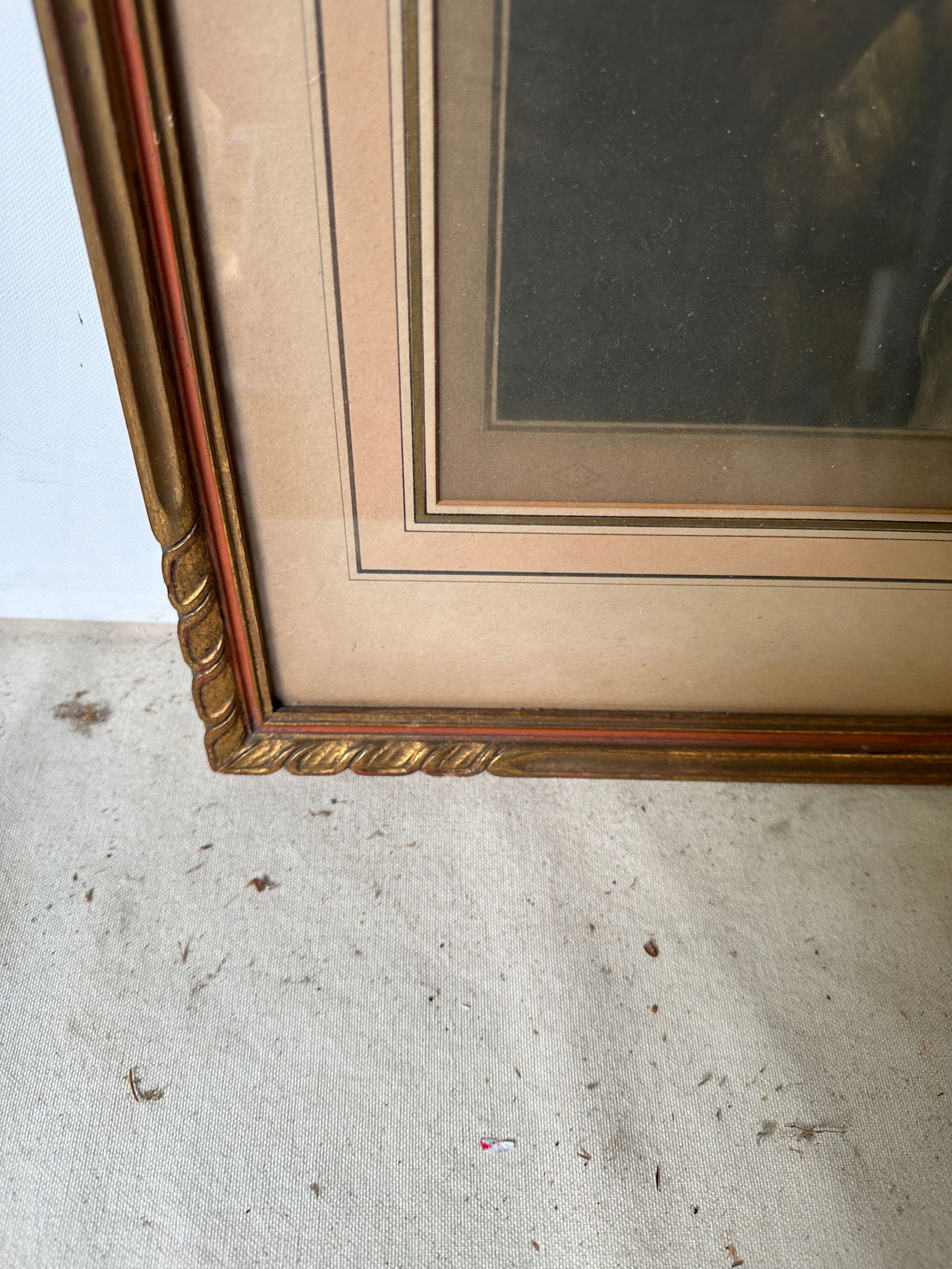 1970s Antique Signed Print of Woman in Garden, Framed - 6