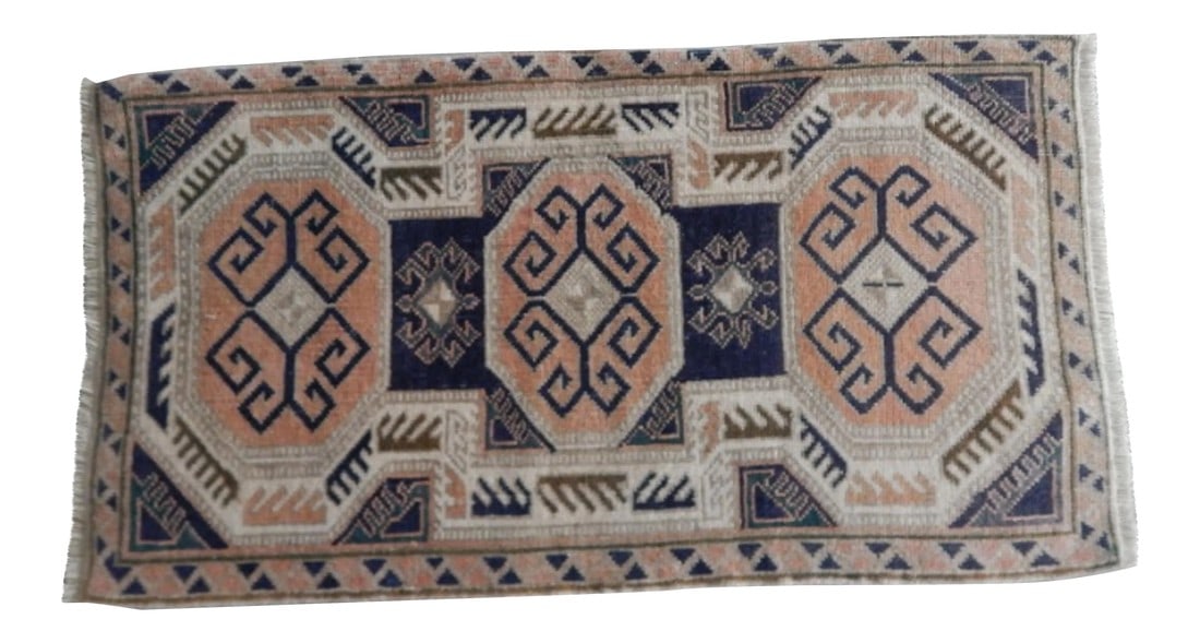 Distressed Low Pile Turkish Yastik Petite Rug Hand Knotted Faded Runner - 1"²10"³ Ã (1 of 7)