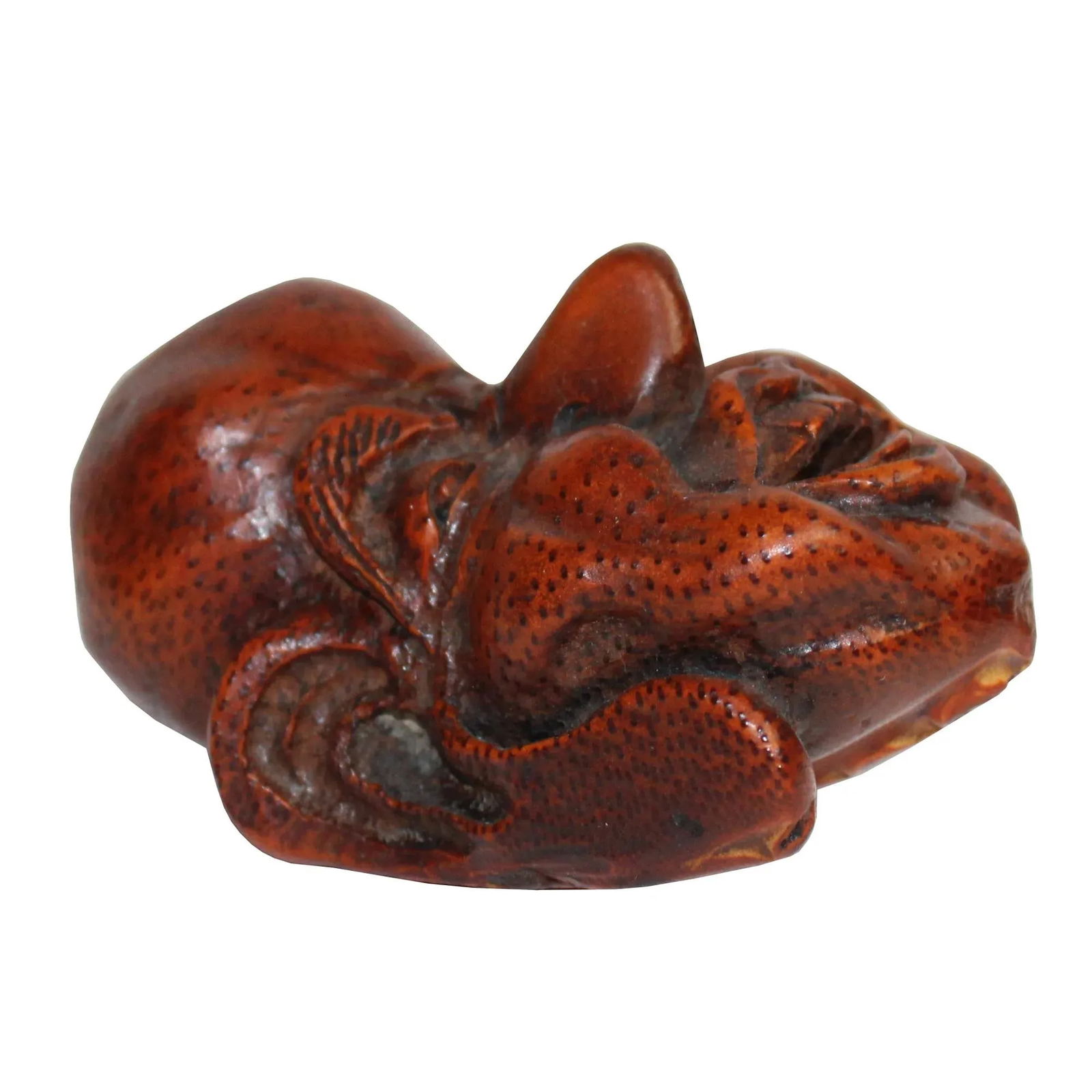 Chinese Bamboo Carved Happy Man Face Display - 5