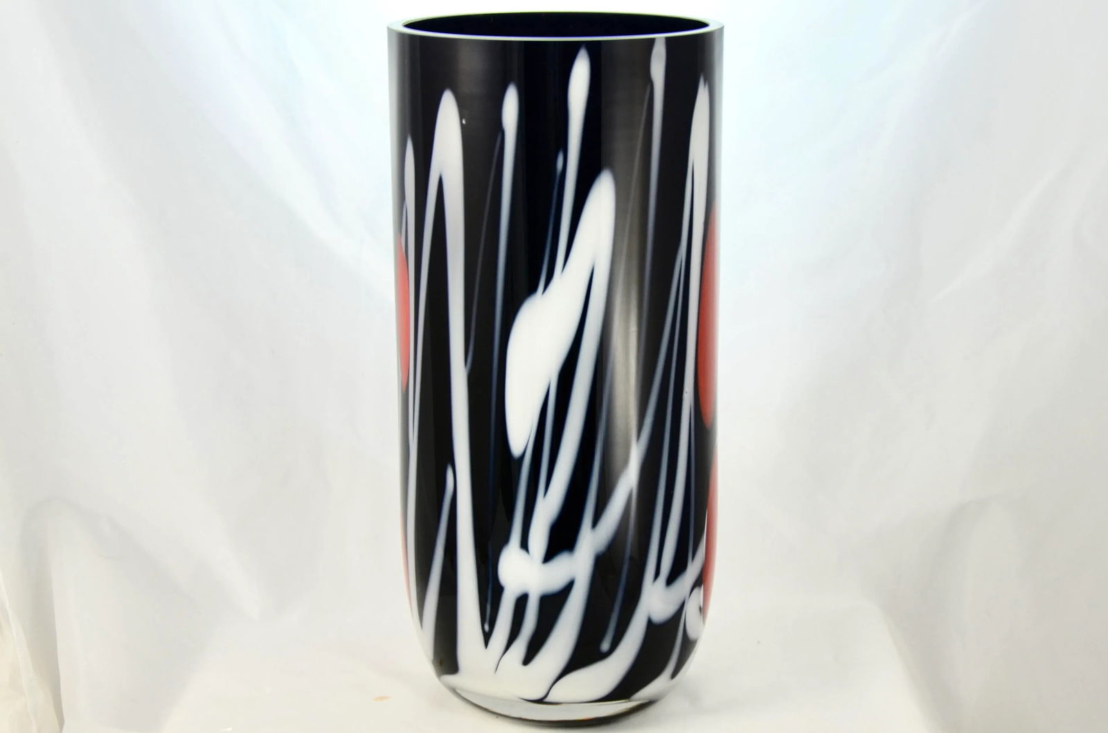 Black & White Blown Art Glass Vase - 2