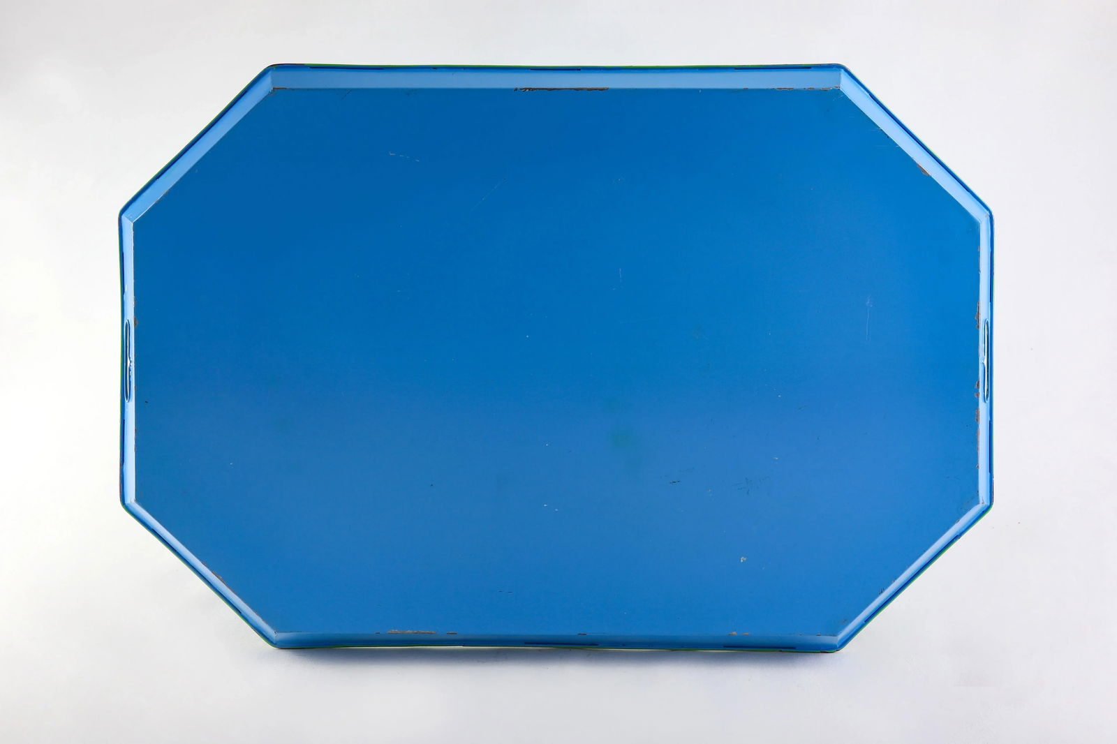 1970s Contemporary "Rmj" Green and Blue Octagonal Tole Tray - 4
