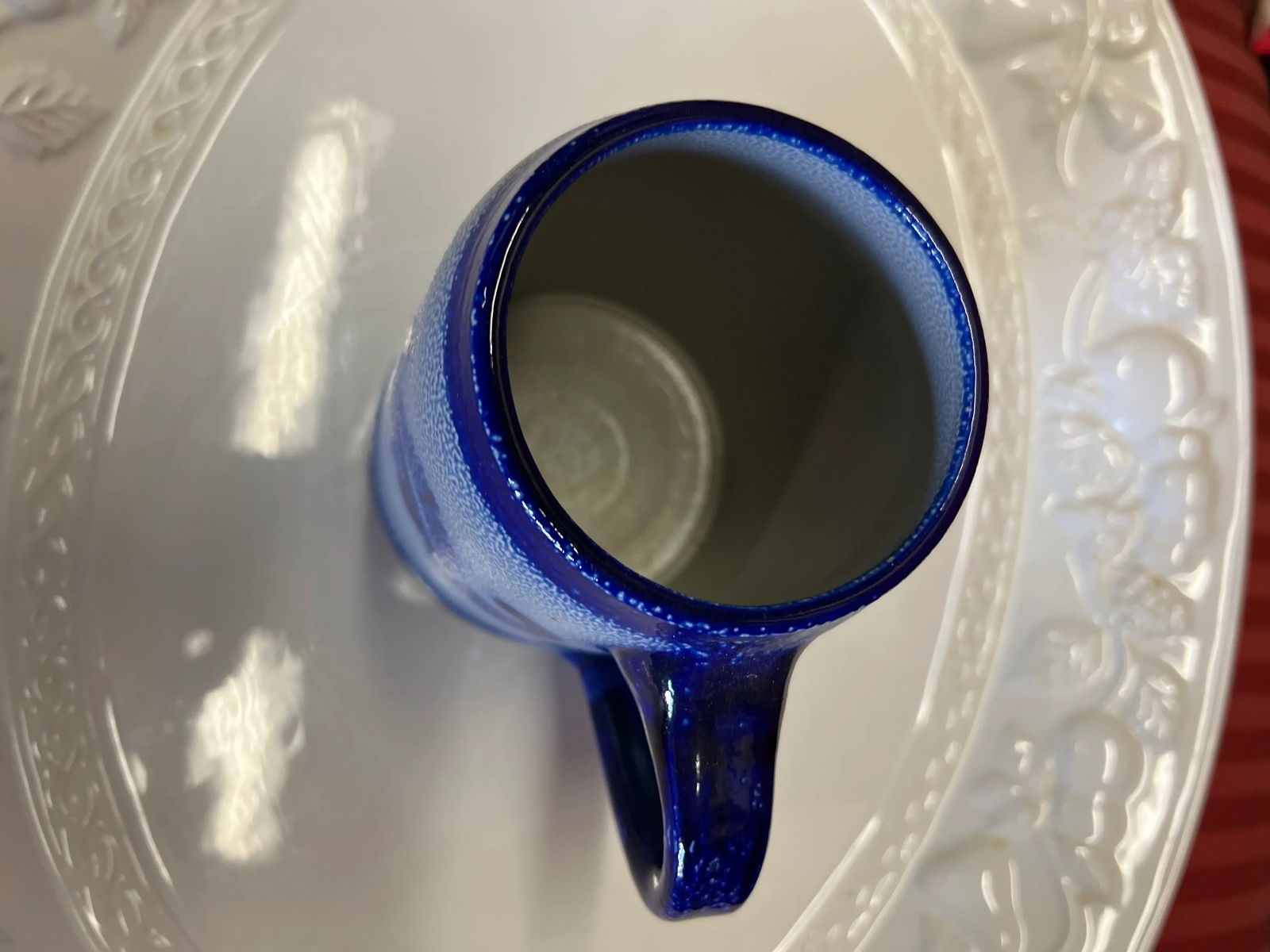 Mid 20th Century Vintage Stoneware Beer Mug Salt Glazed Cobalt Blue - 2