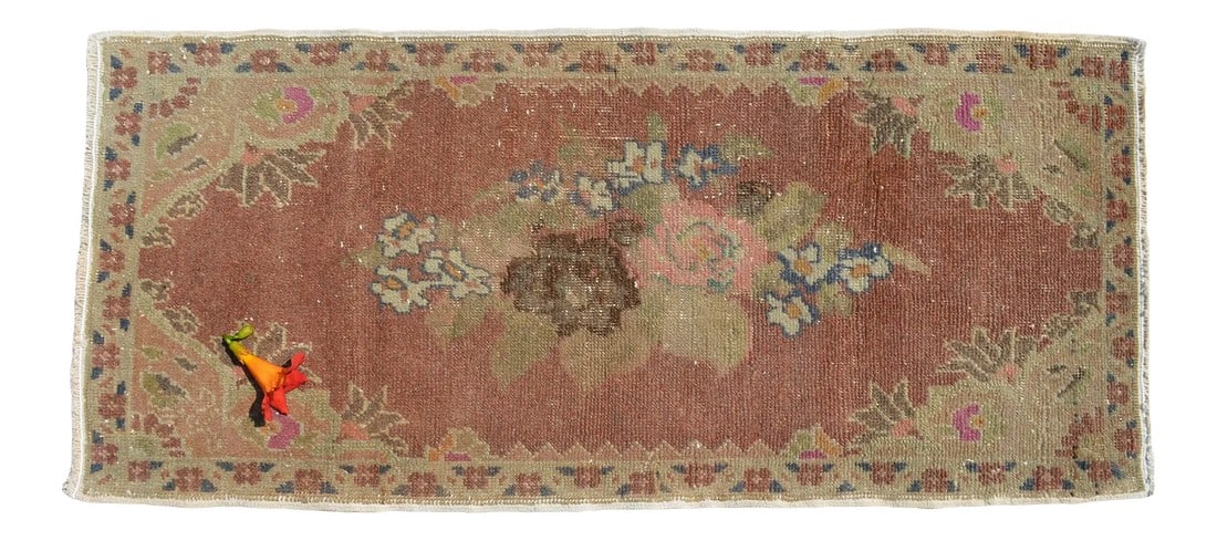 Hand Knotted Small Rug Mid Century Modern Doormat - 1"²6"³ Ã— 3"²3"³ (1 of 6)