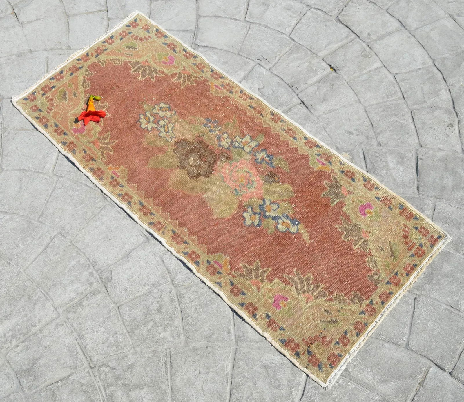 Hand Knotted Small Rug Mid Century Modern Doormat - 1"²6"³ Ã— 3"²3"³ - 2