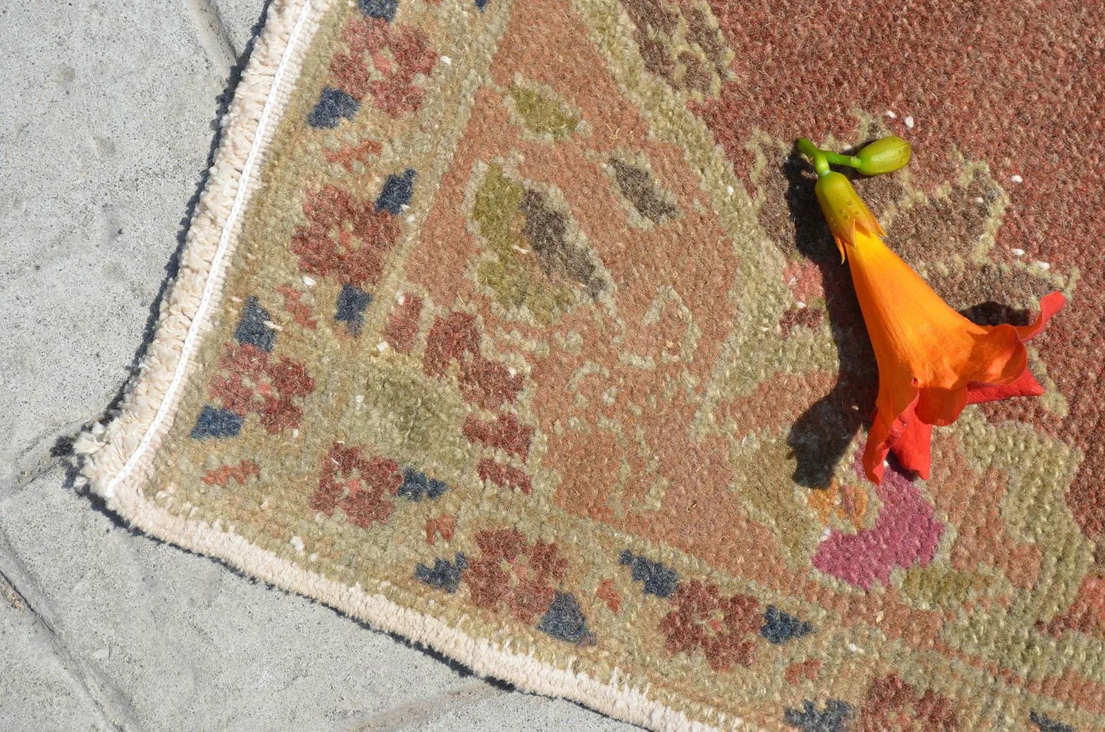 Hand Knotted Small Rug Mid Century Modern Doormat - 1"²6"³ Ã— 3"²3"³ - 3