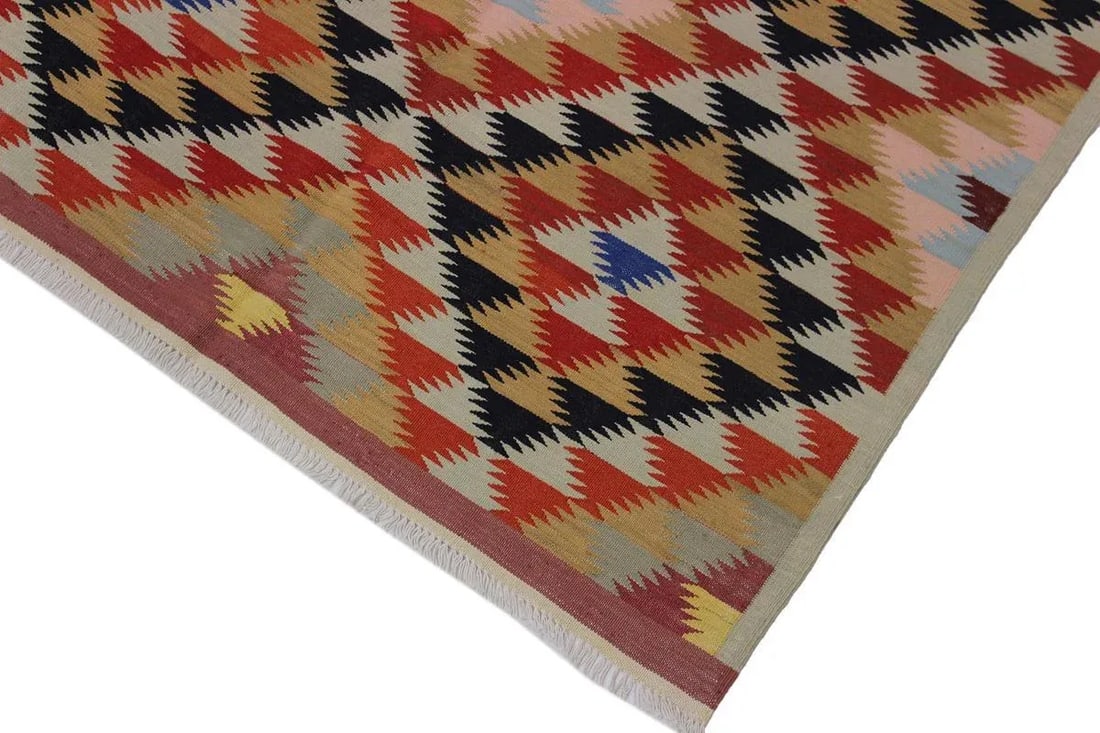 Bohemian Kilim Hand-Woven Wool Rug - 4"²6"³ Ã— 6"²6"³ - 3