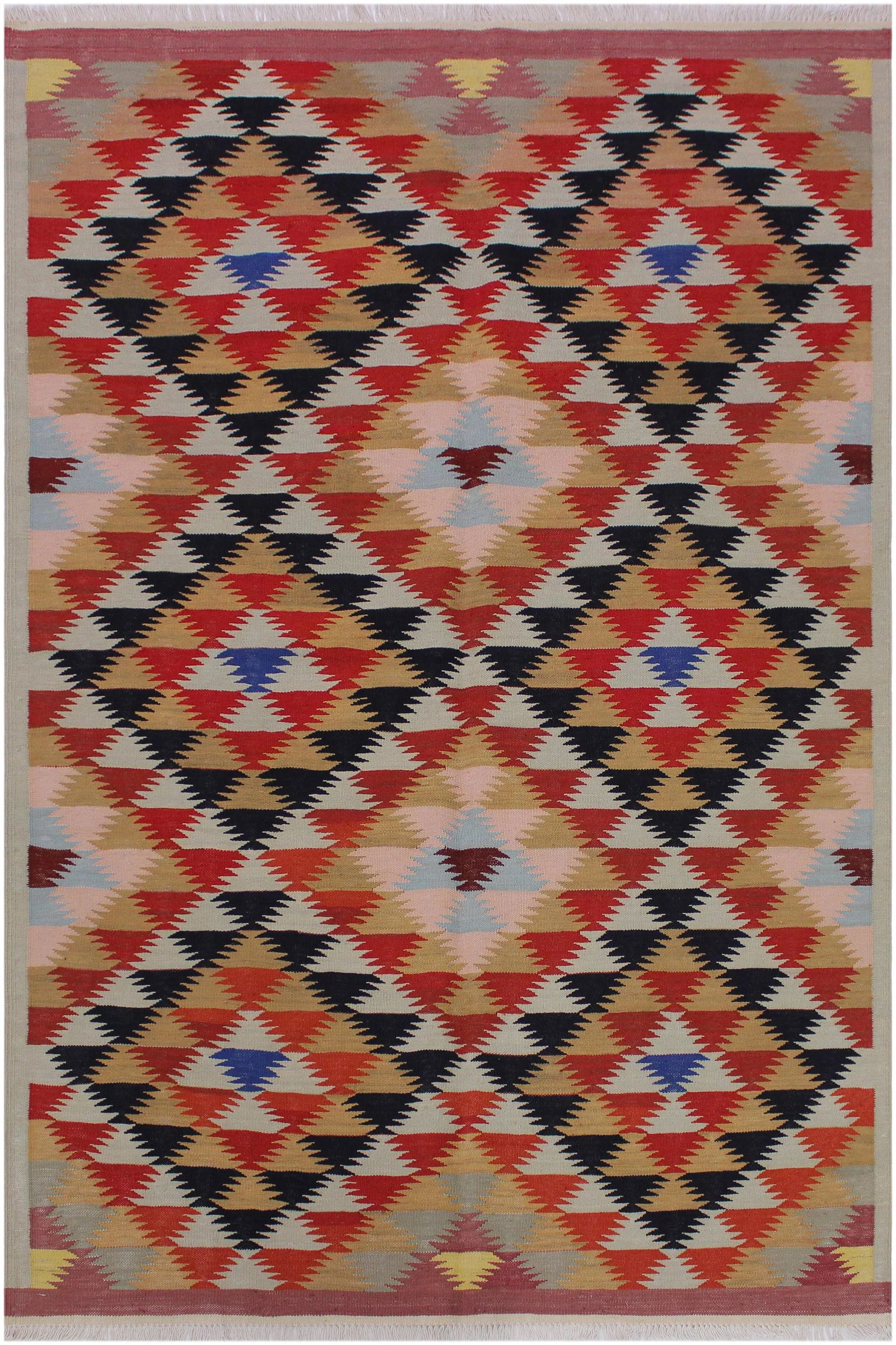 Bohemian Kilim Hand-Woven Wool Rug - 4"²6"³ Ã— 6"²6"³ - 8